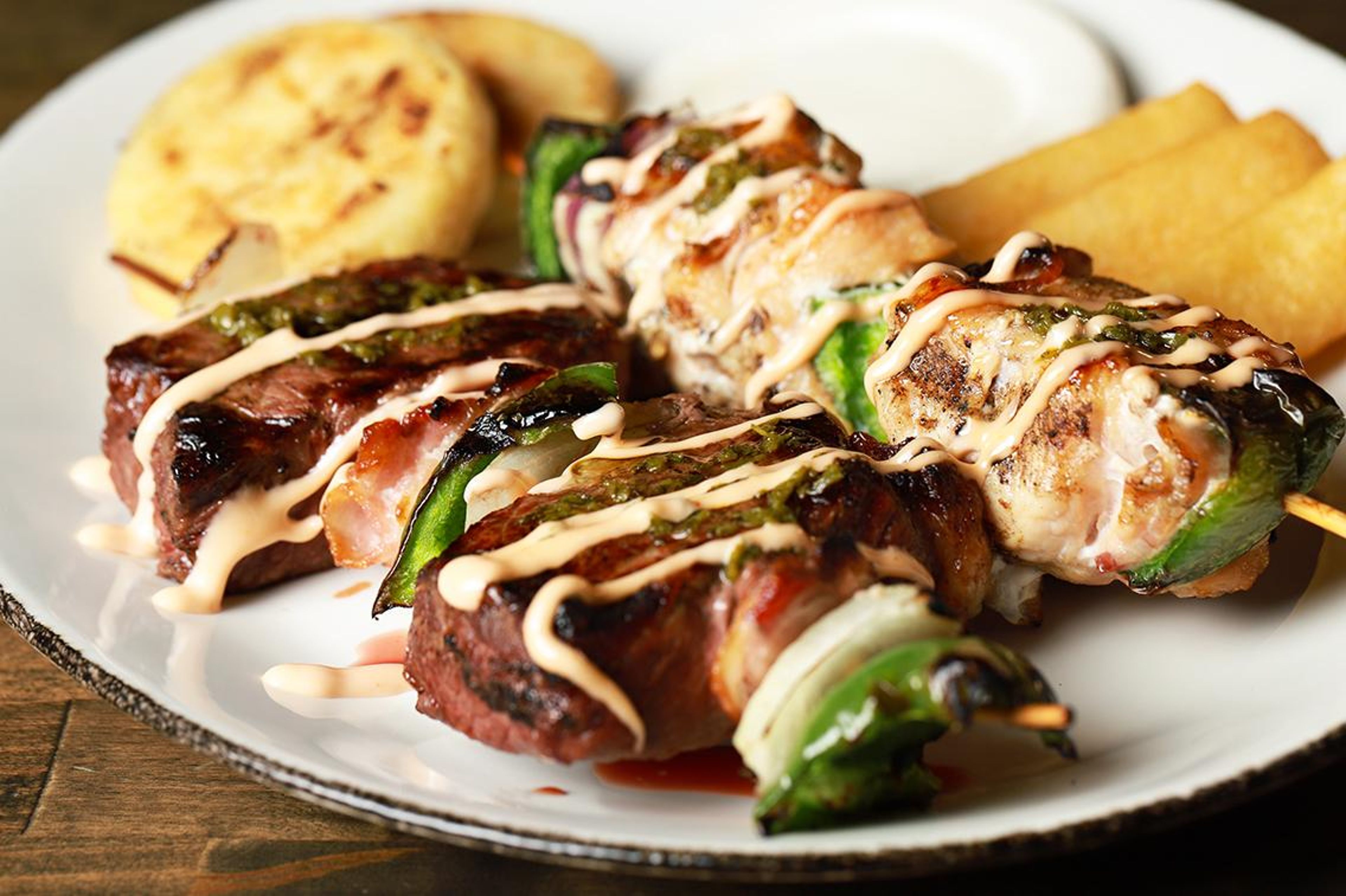 Beef & Chicken Skewers.