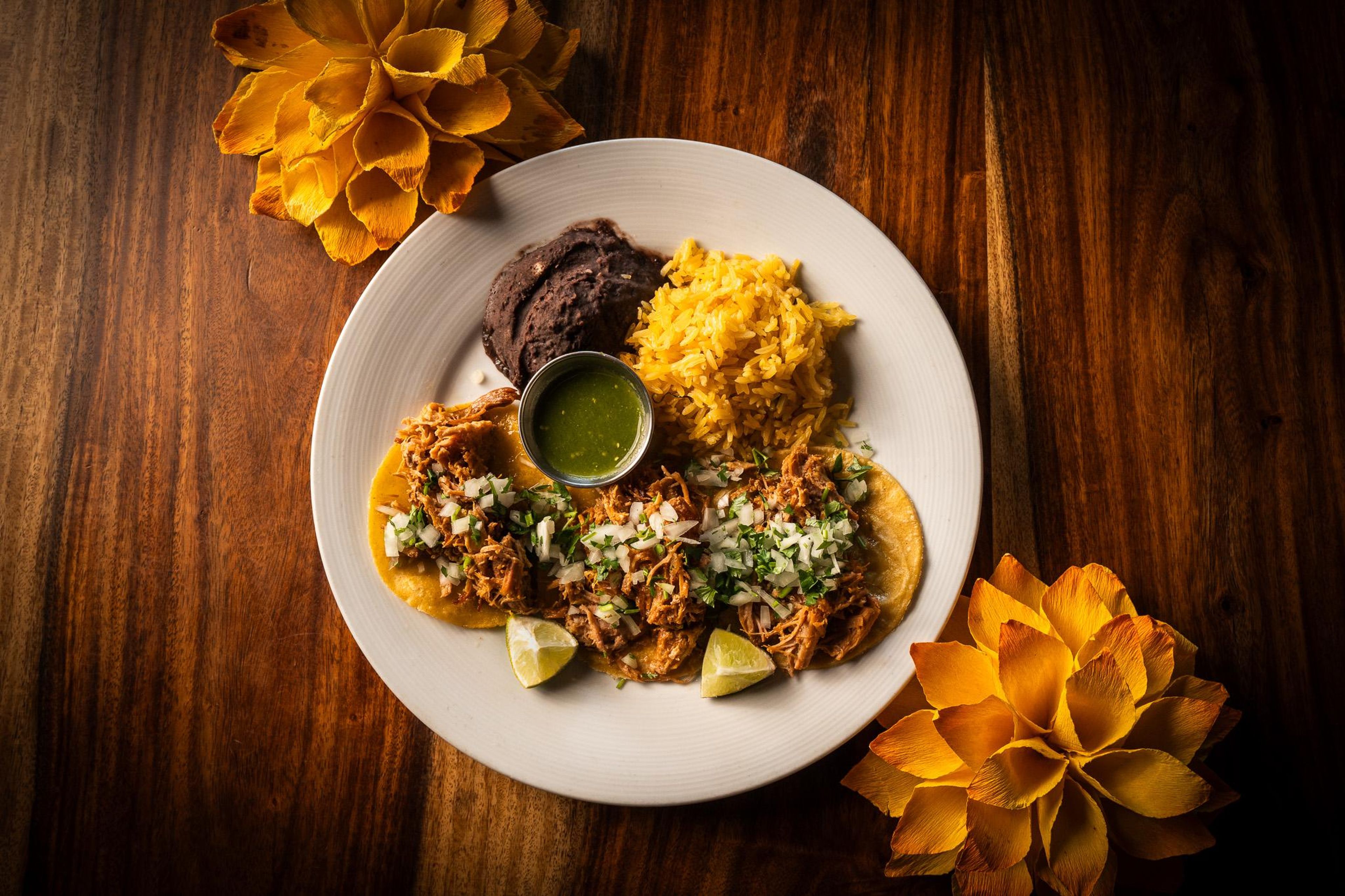 3 Pork Carnitas Tacos.