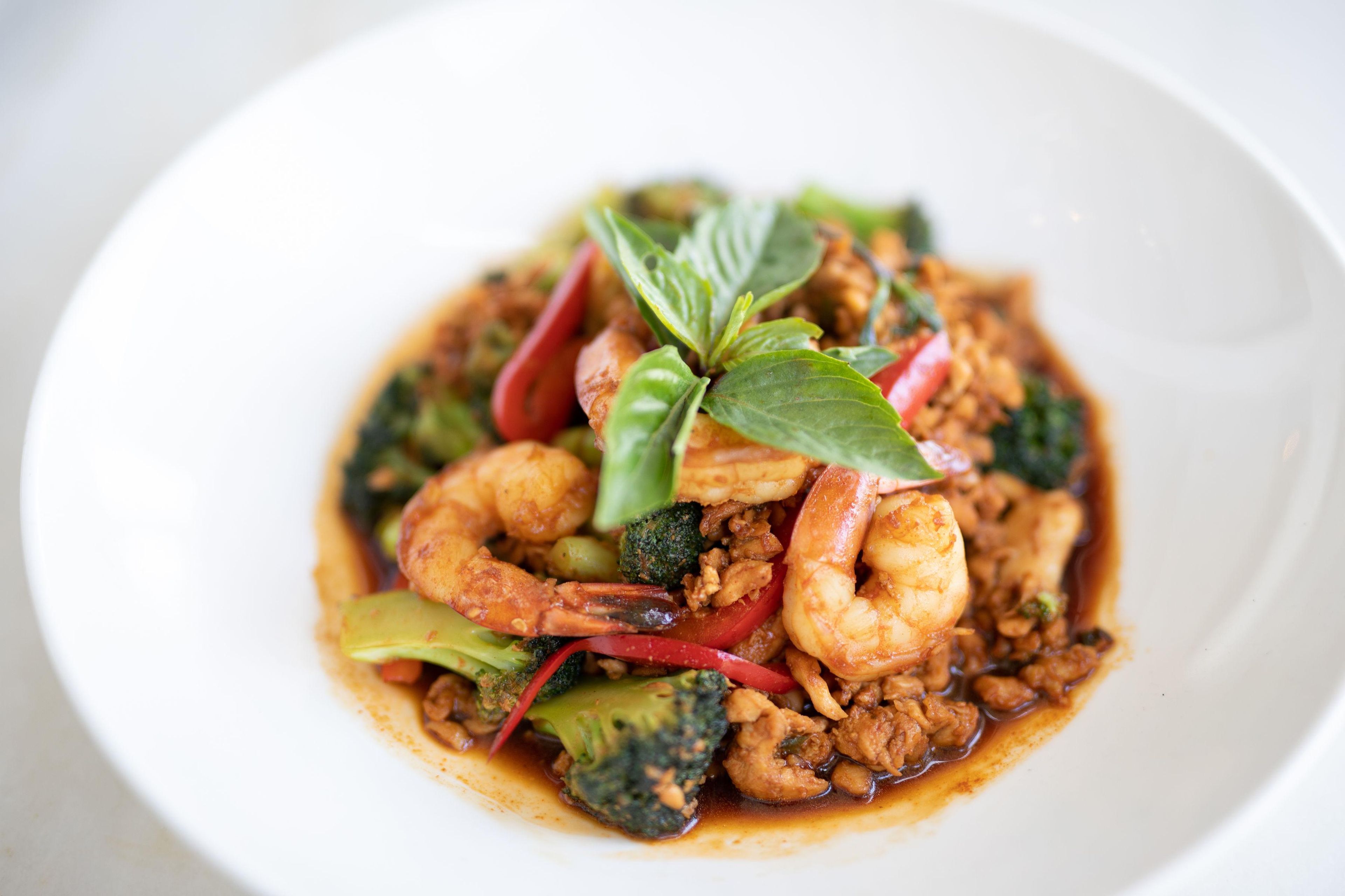 Shrimp & Basil Chicken.