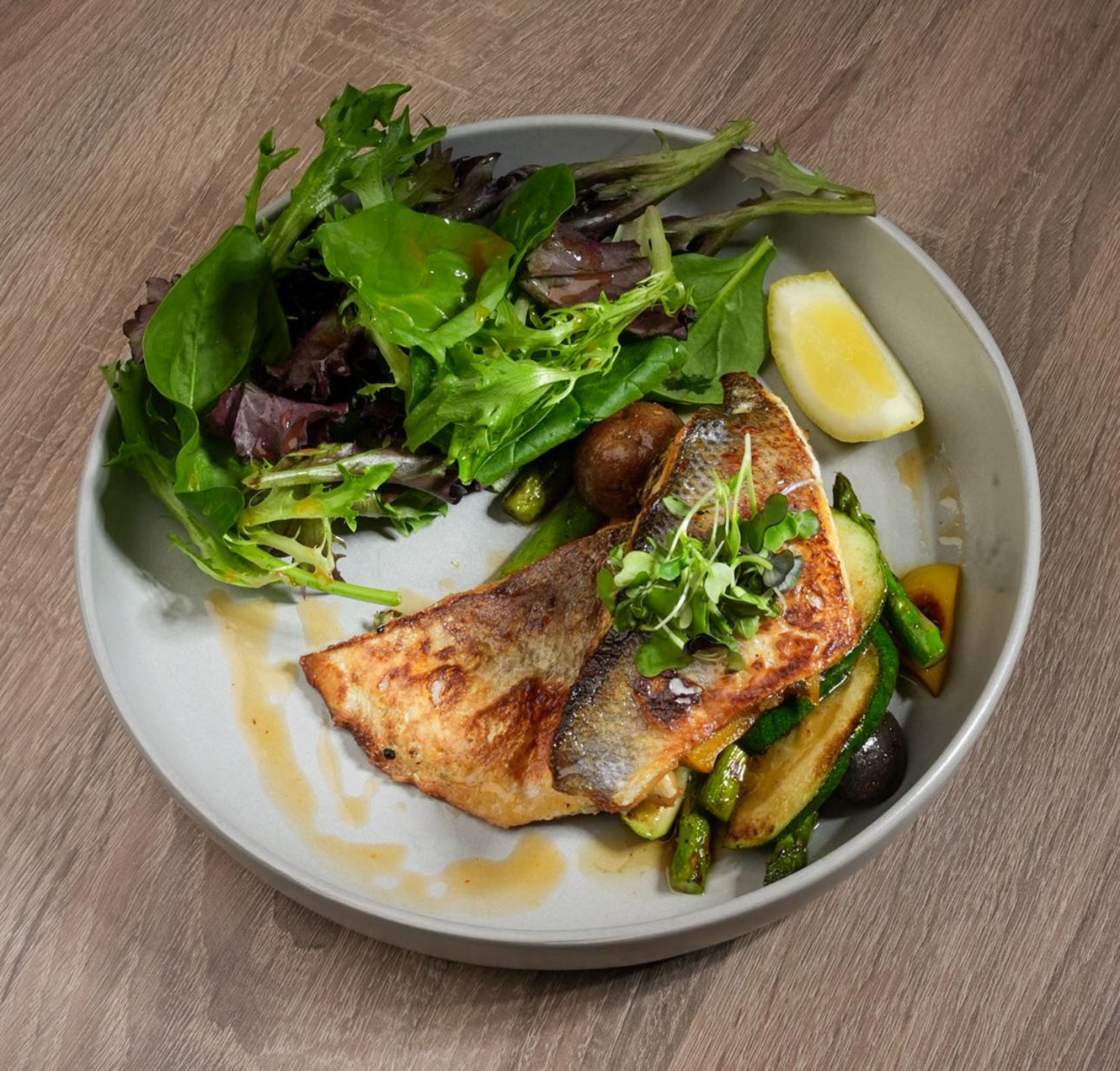 Branzino with veggi.