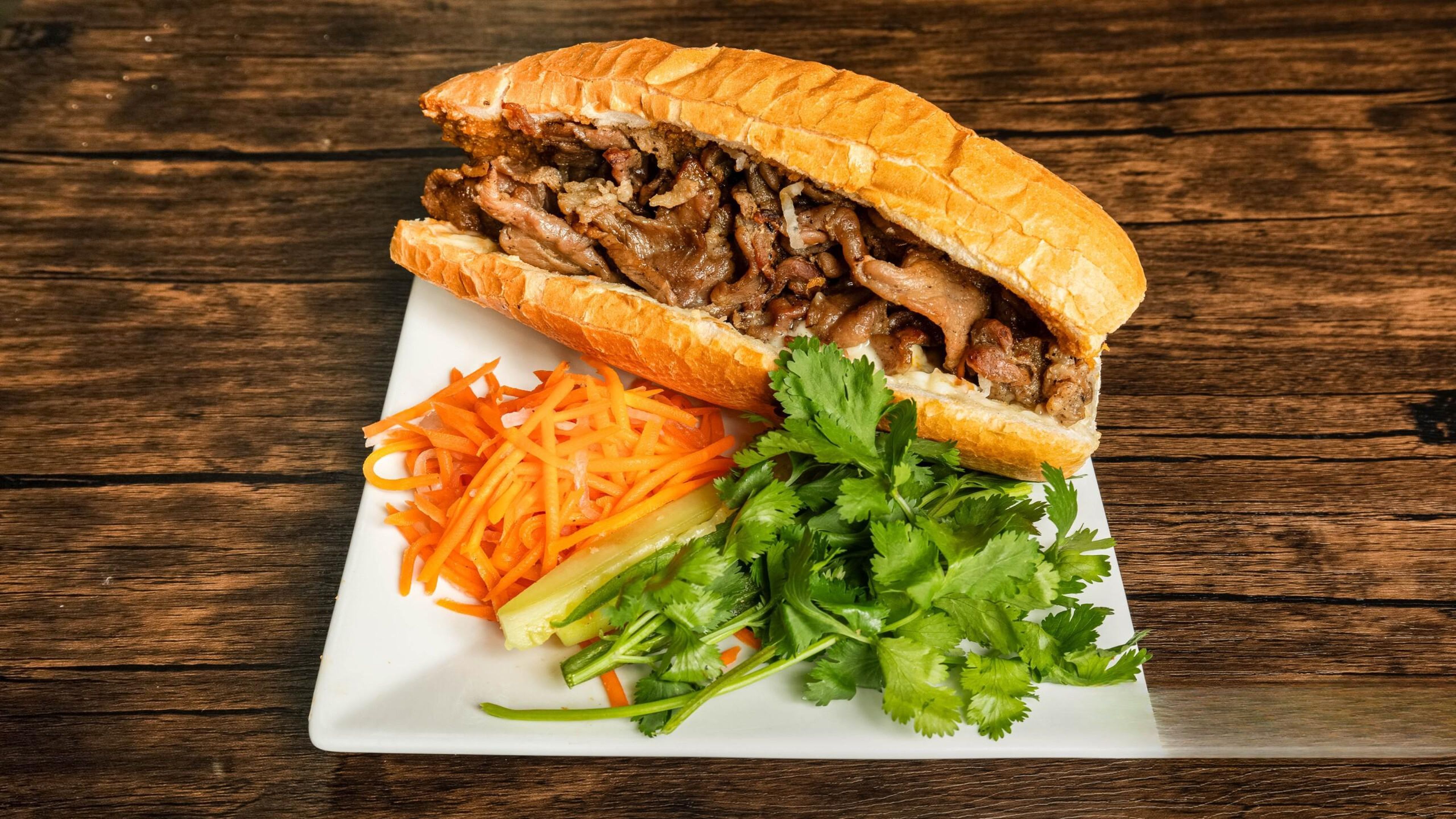 S1. Vietnamese Baguette Sandwich with Grilled Pork.