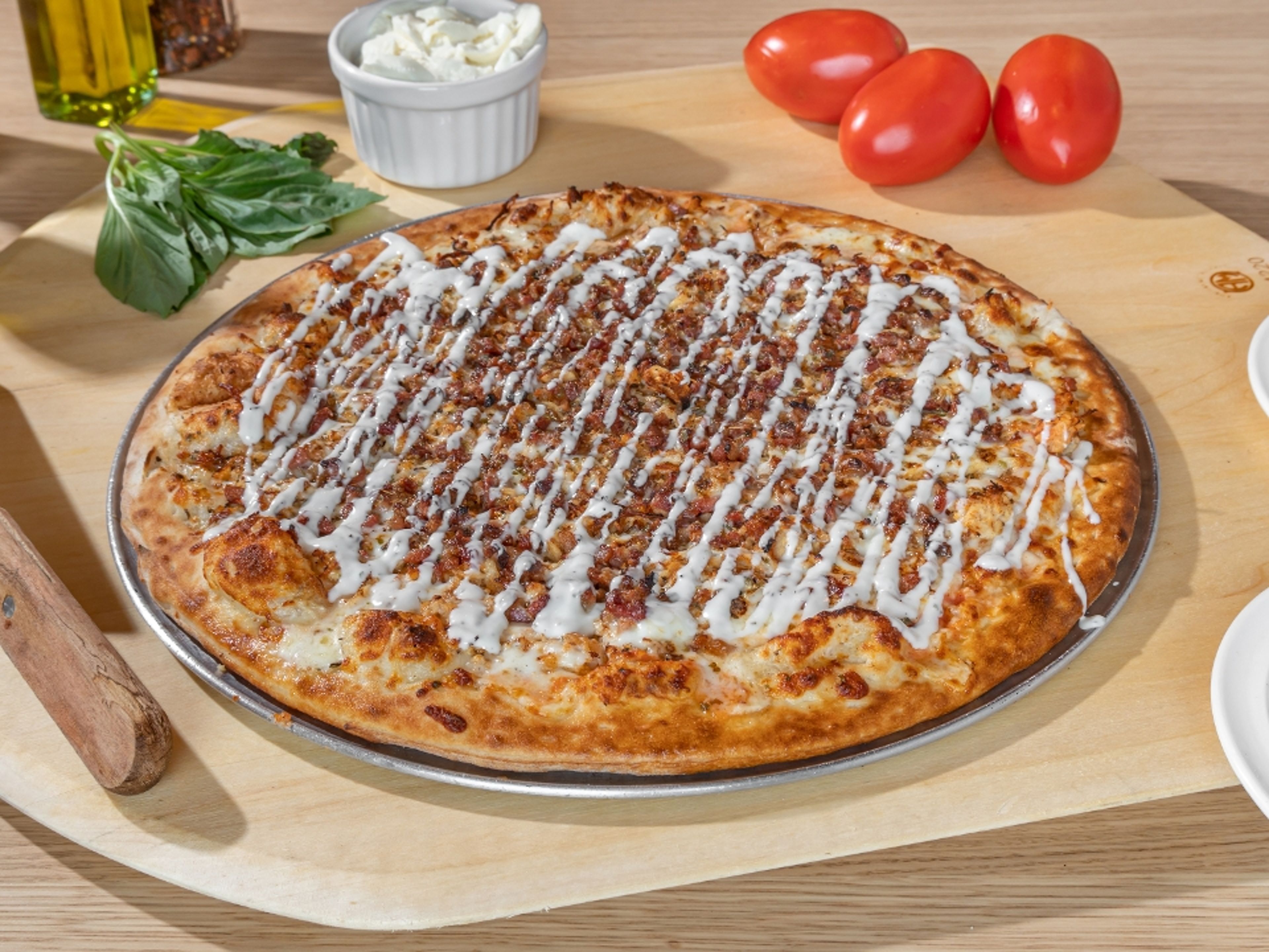 Chicken Bacon Ranch Pizza.