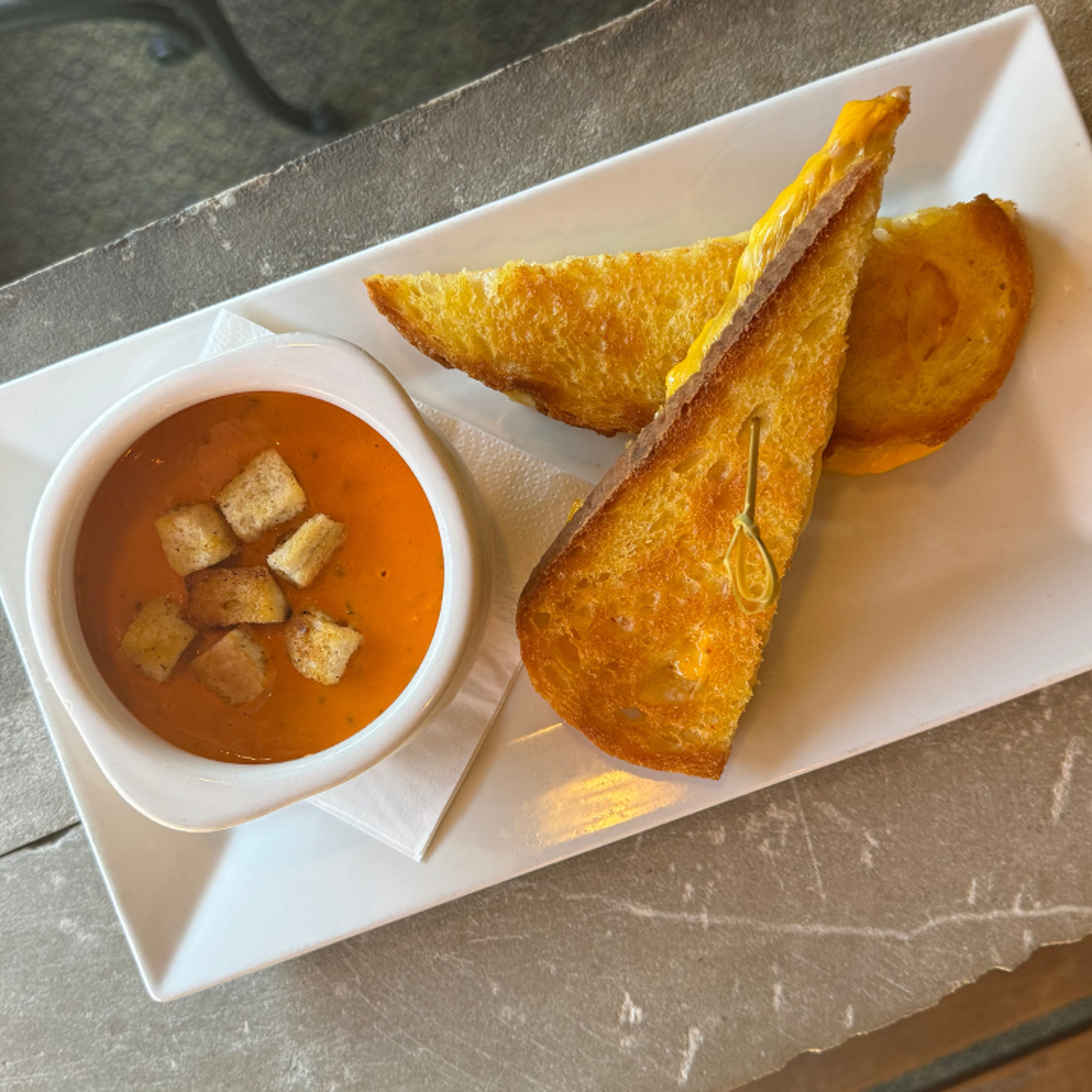 Three Grilled Cheese & Tomato Soup.