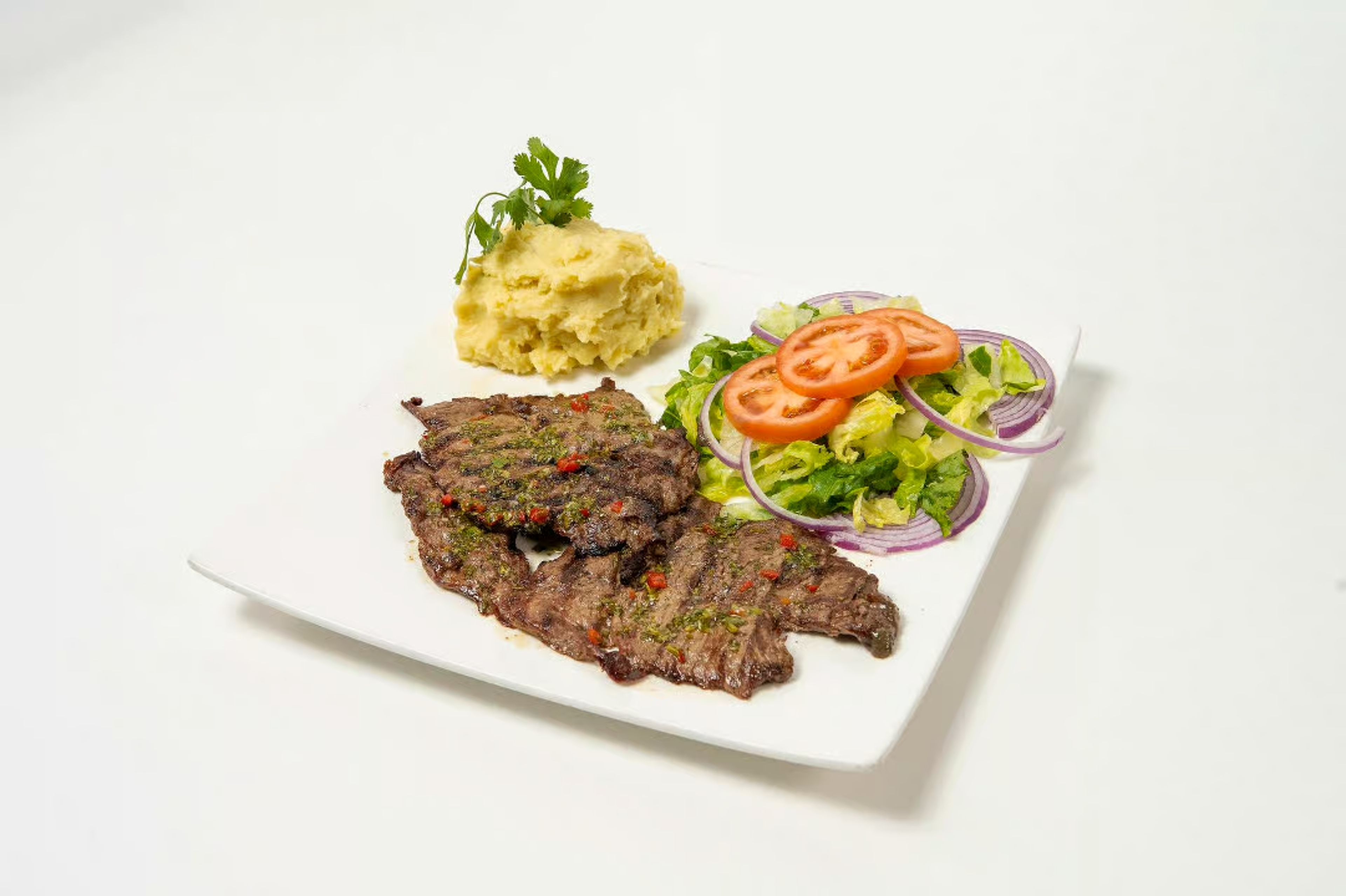 Churrasco with sides/ flank steak with a side.