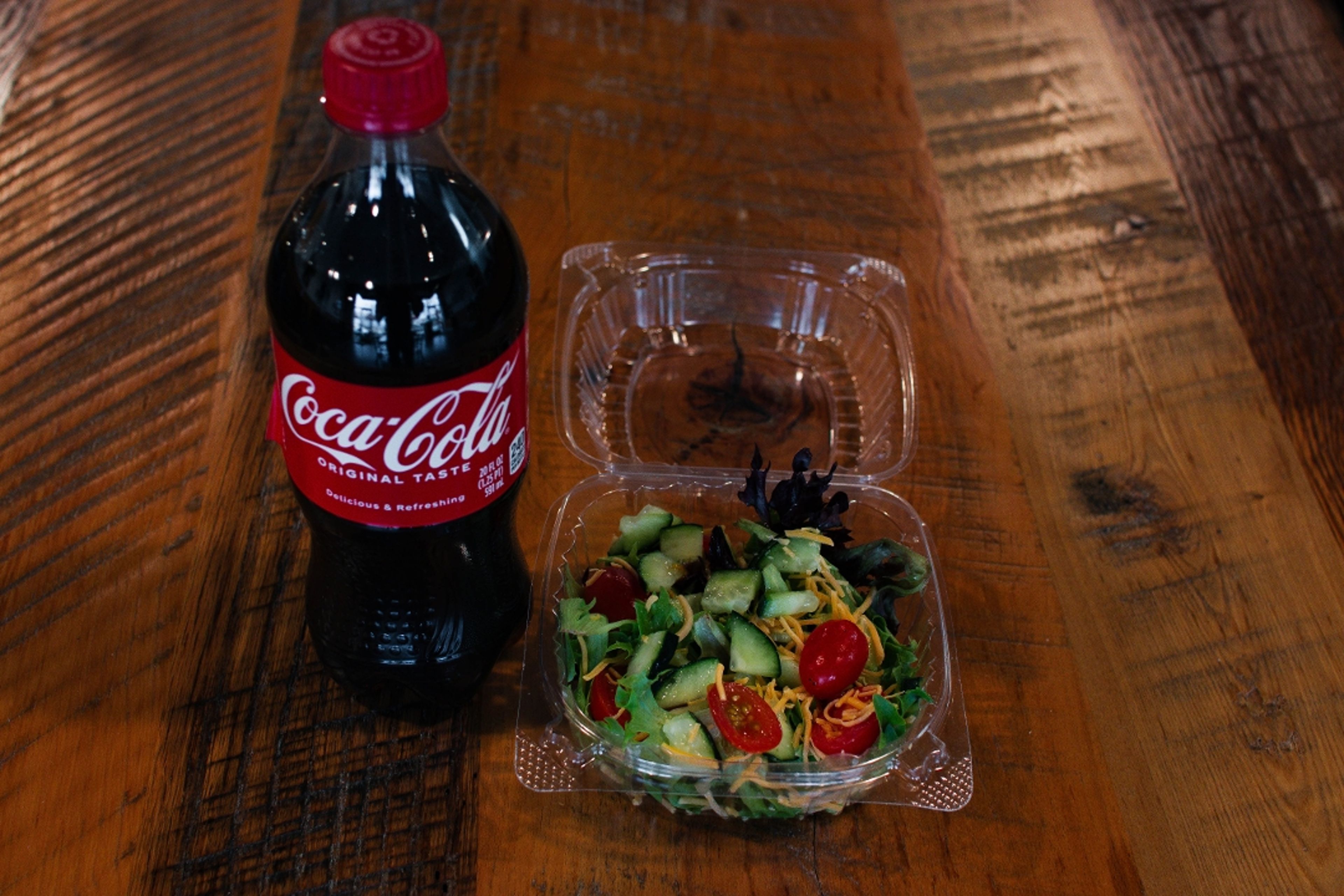 BOTTLED DRINK & SIDE SALAD.