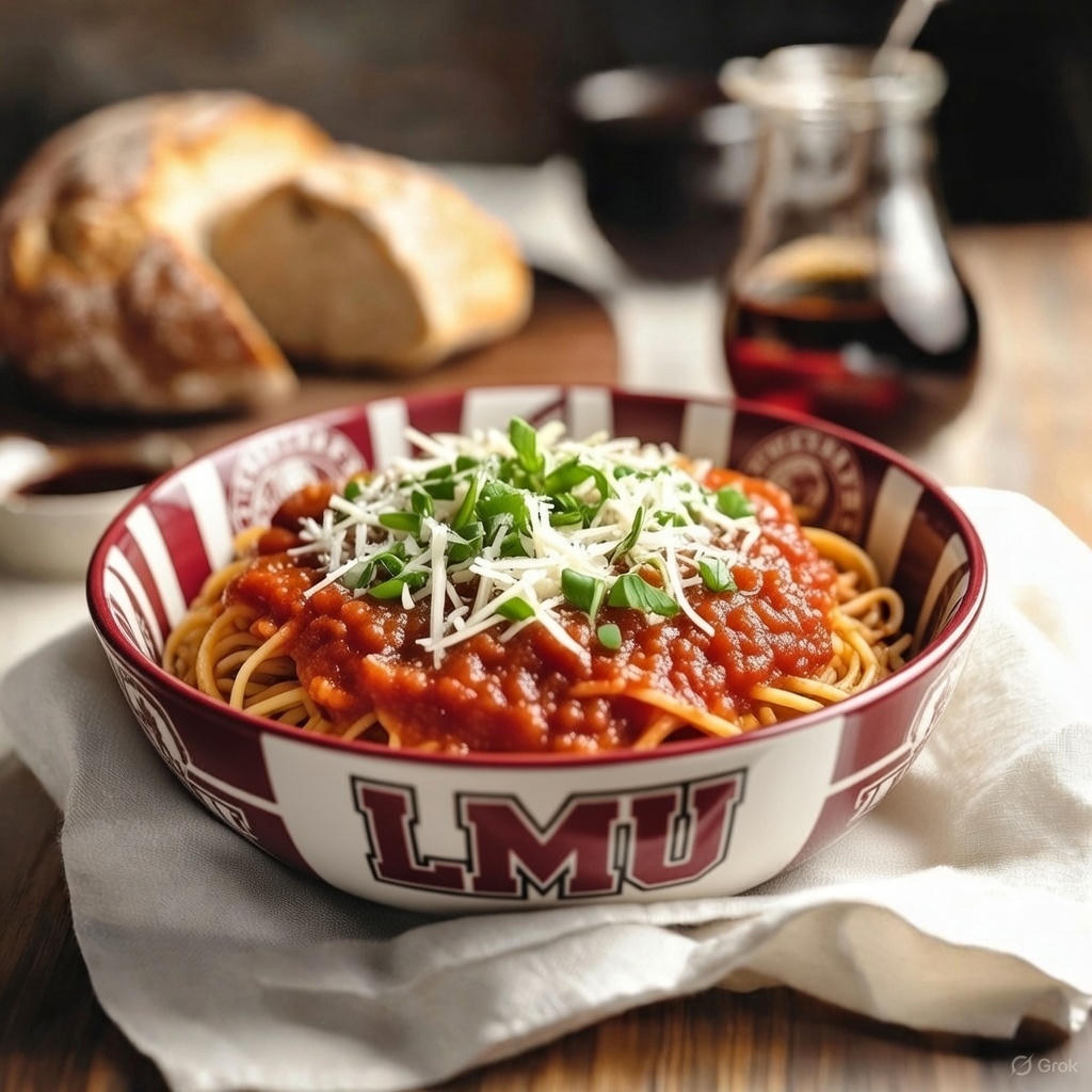Marymount Marinara (Pasta, Tomato Sauce, Scallions, Parmesan).