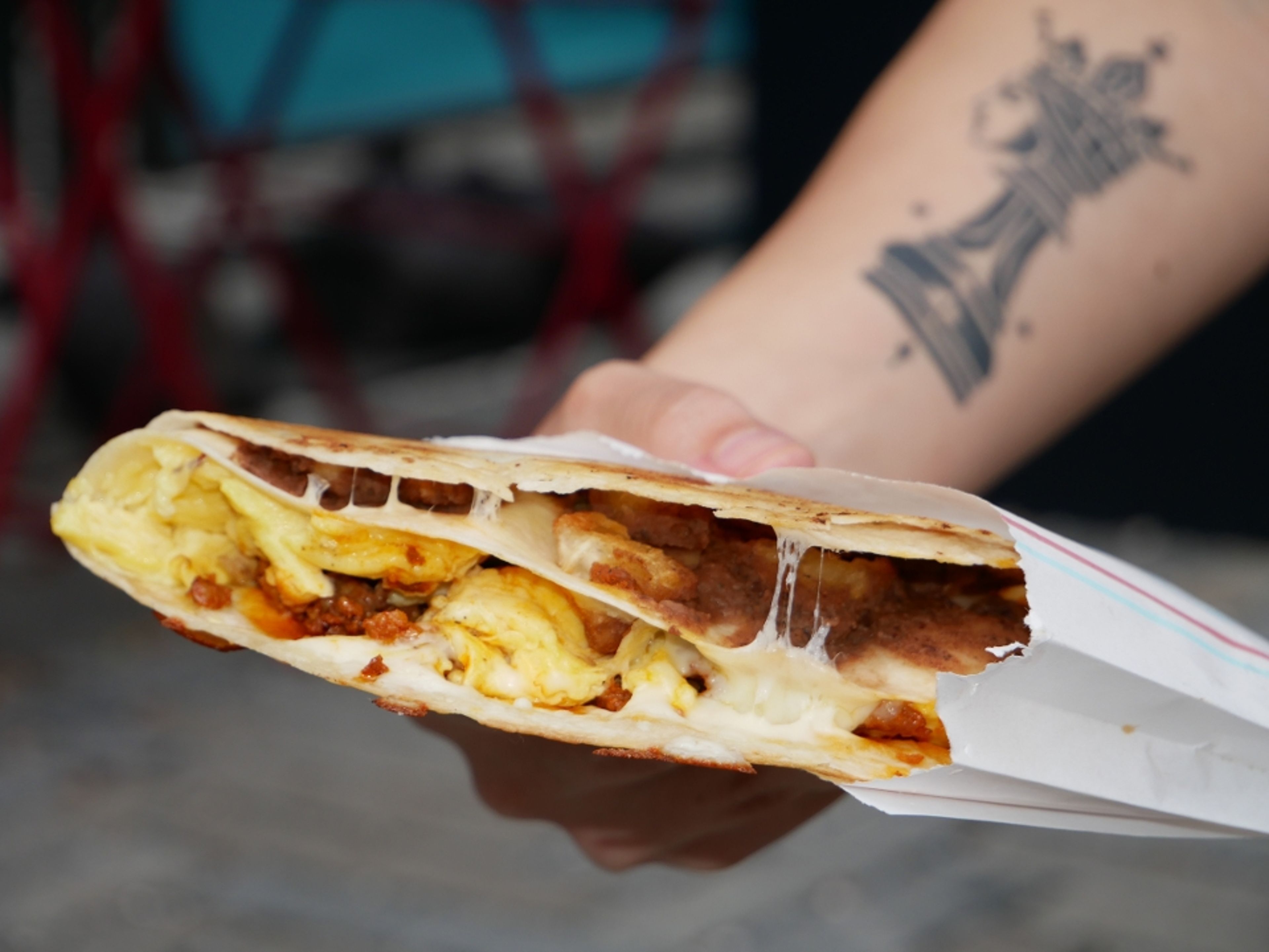 CHIRZO, EGG & CHEESE WRAP.