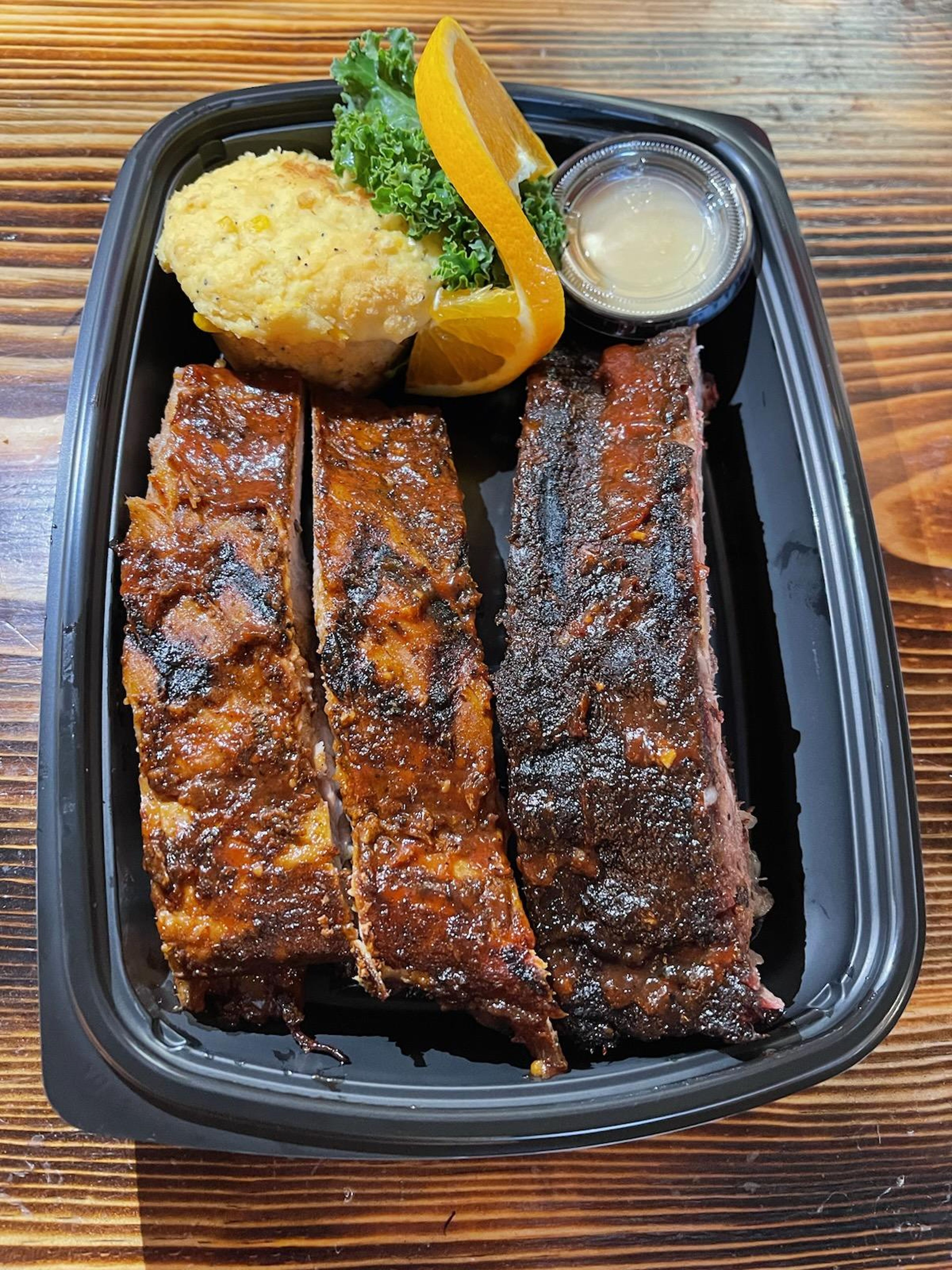 2 pork ribs & 1 Beef Rib.