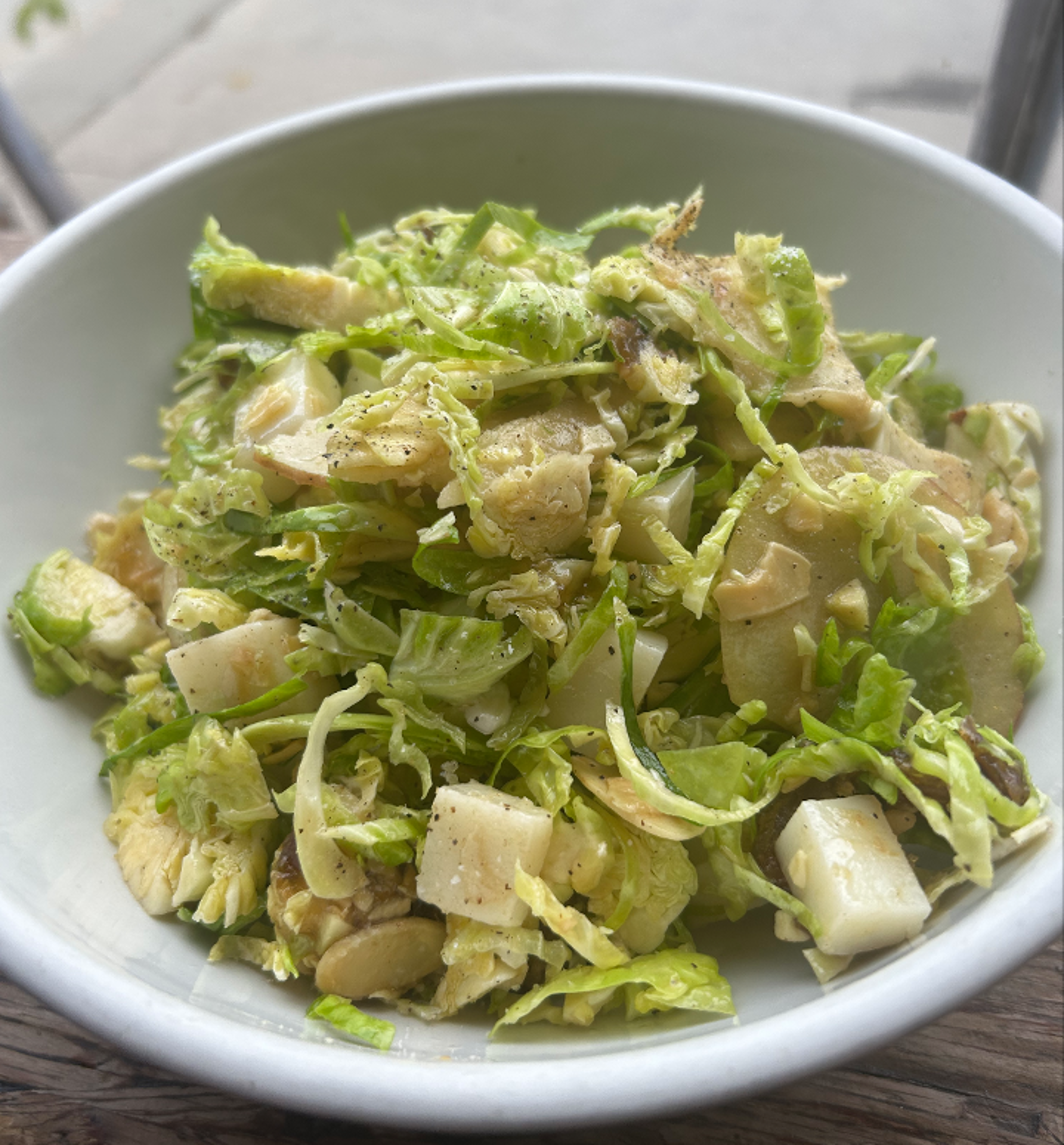 Baby Kale salad w/ Roasted Brussels Sprouts.