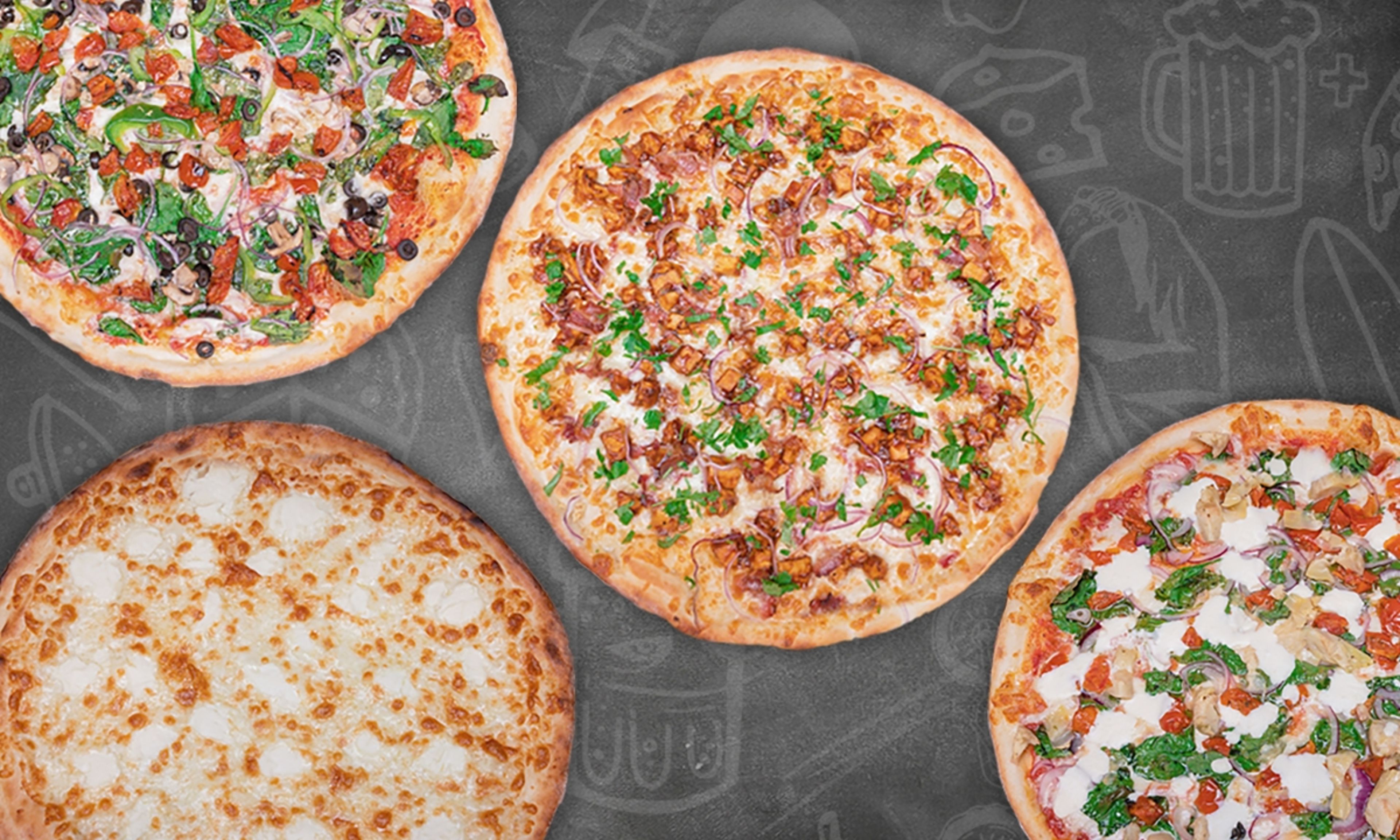 Family Pack #3,  2 SPECIALTY PIZZA 2 ONE TOPPING PIES.