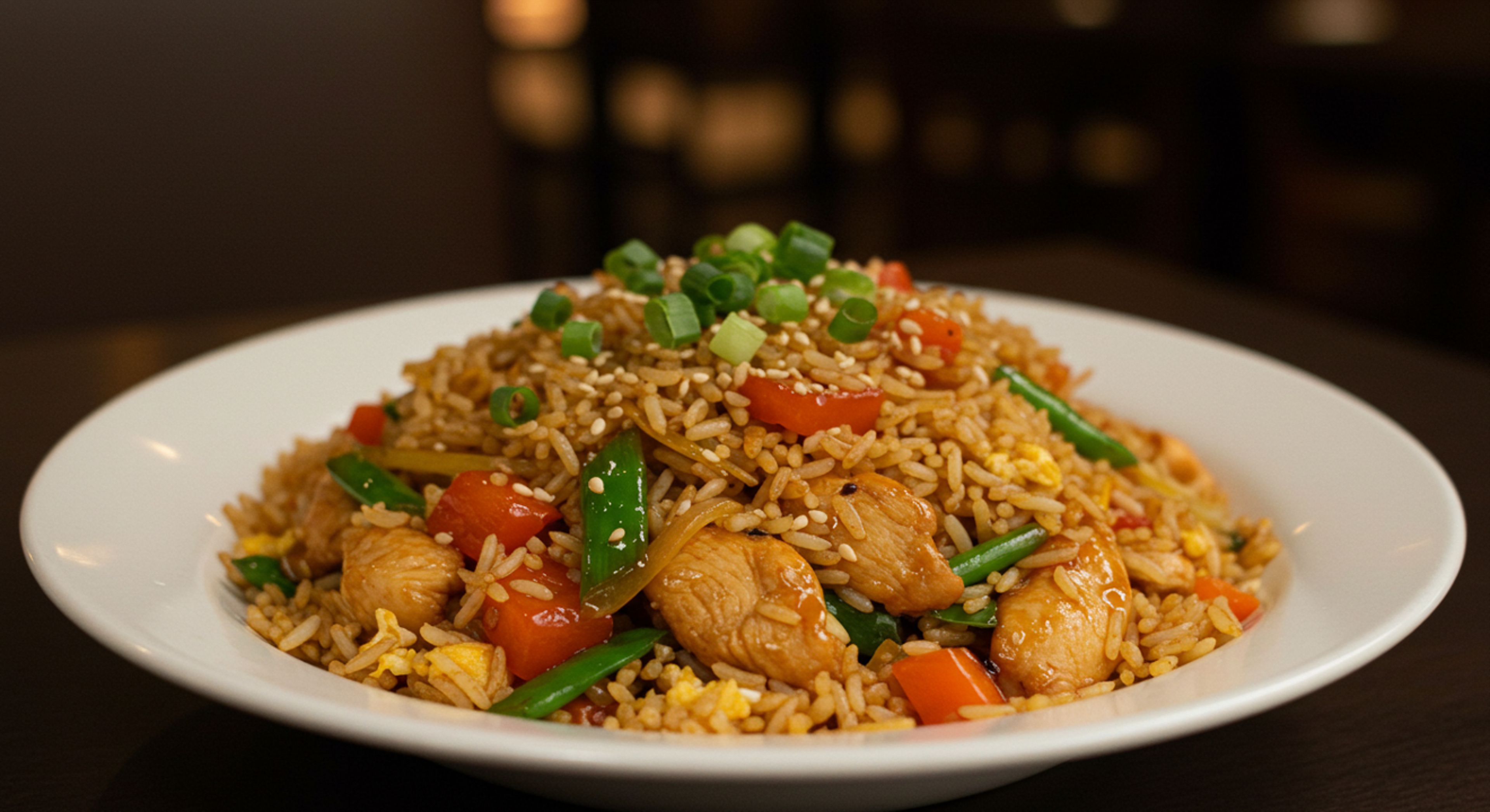 Schezwan Chicken Fried Rice.