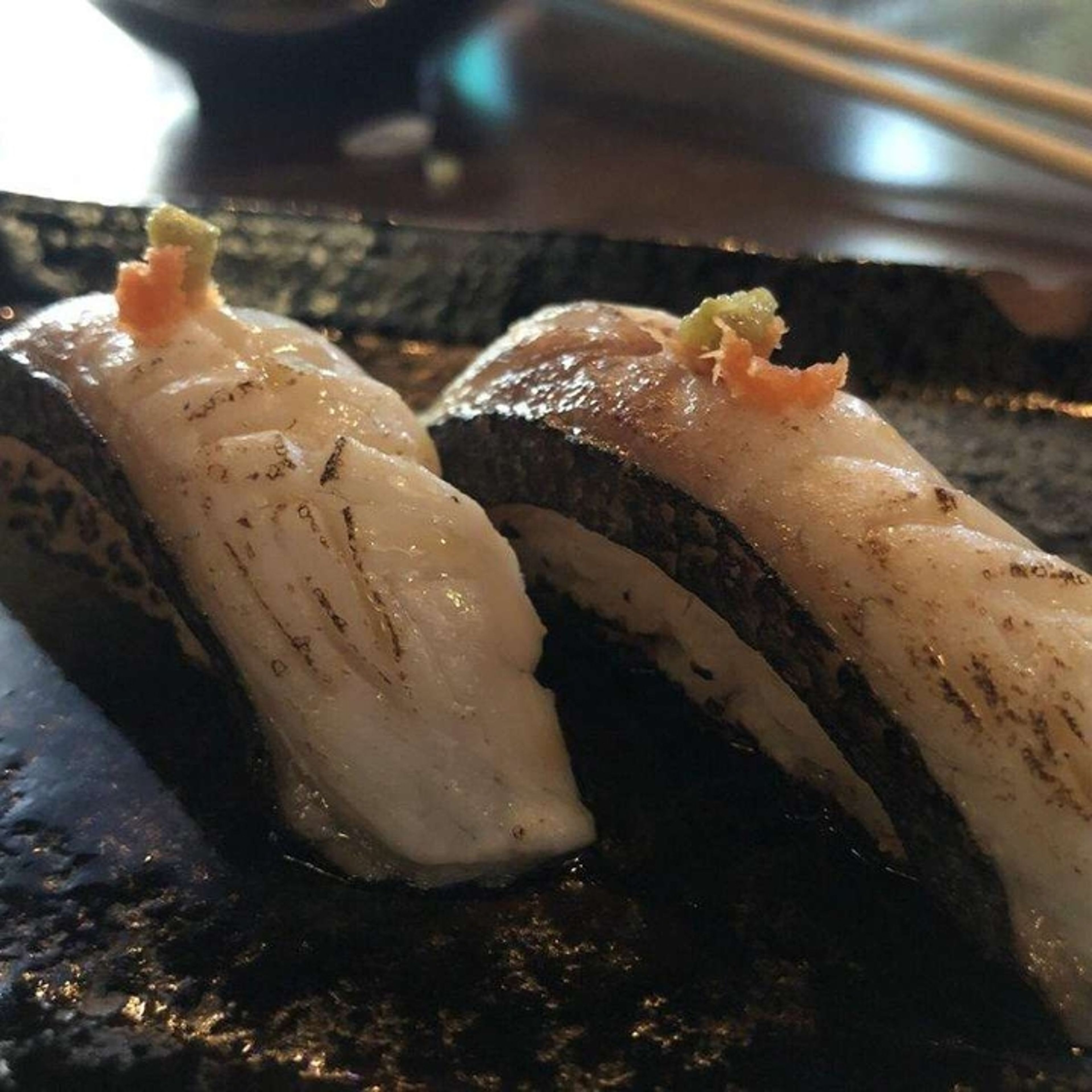 Black snapper sushi.