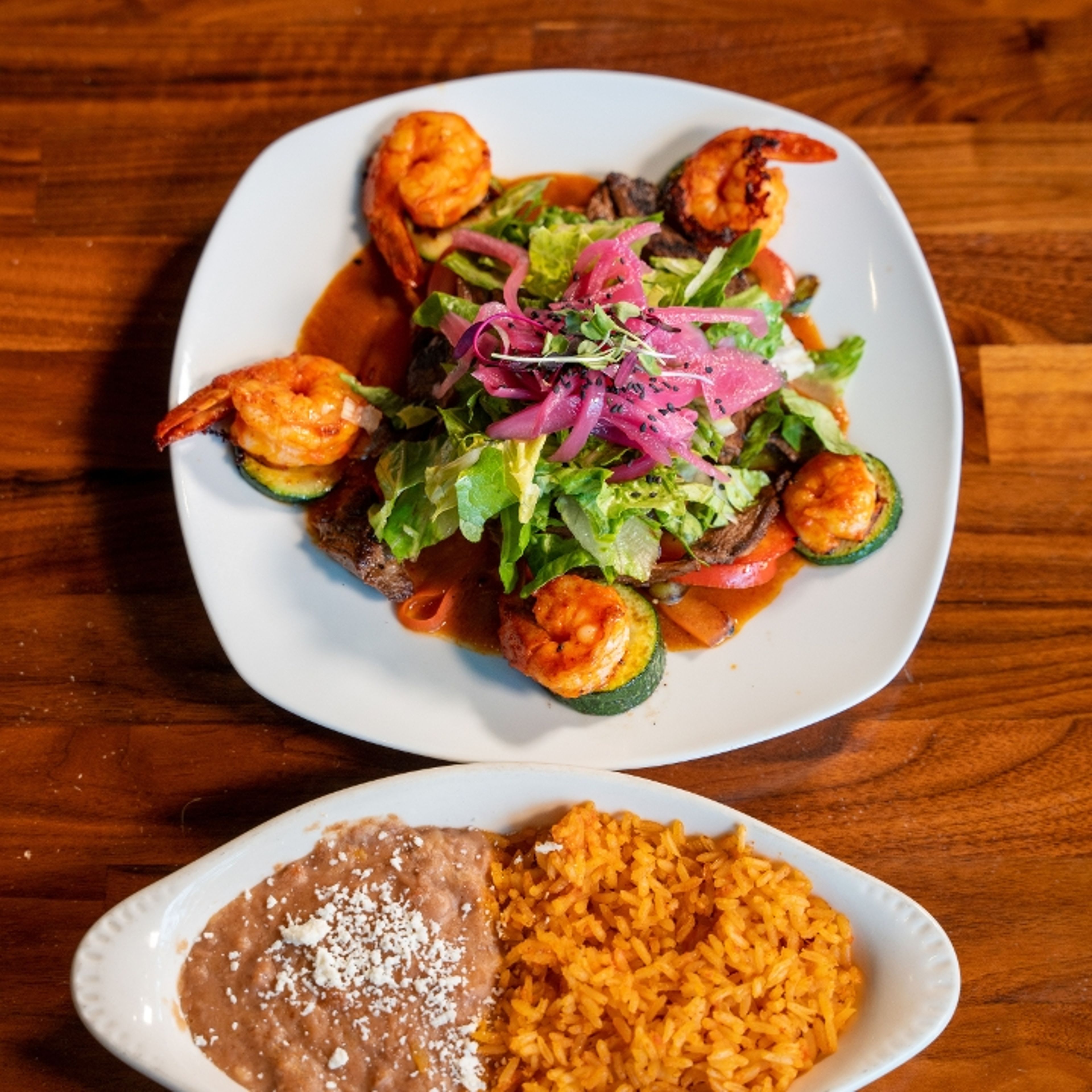 Steak and Shrimp Chefs plate.