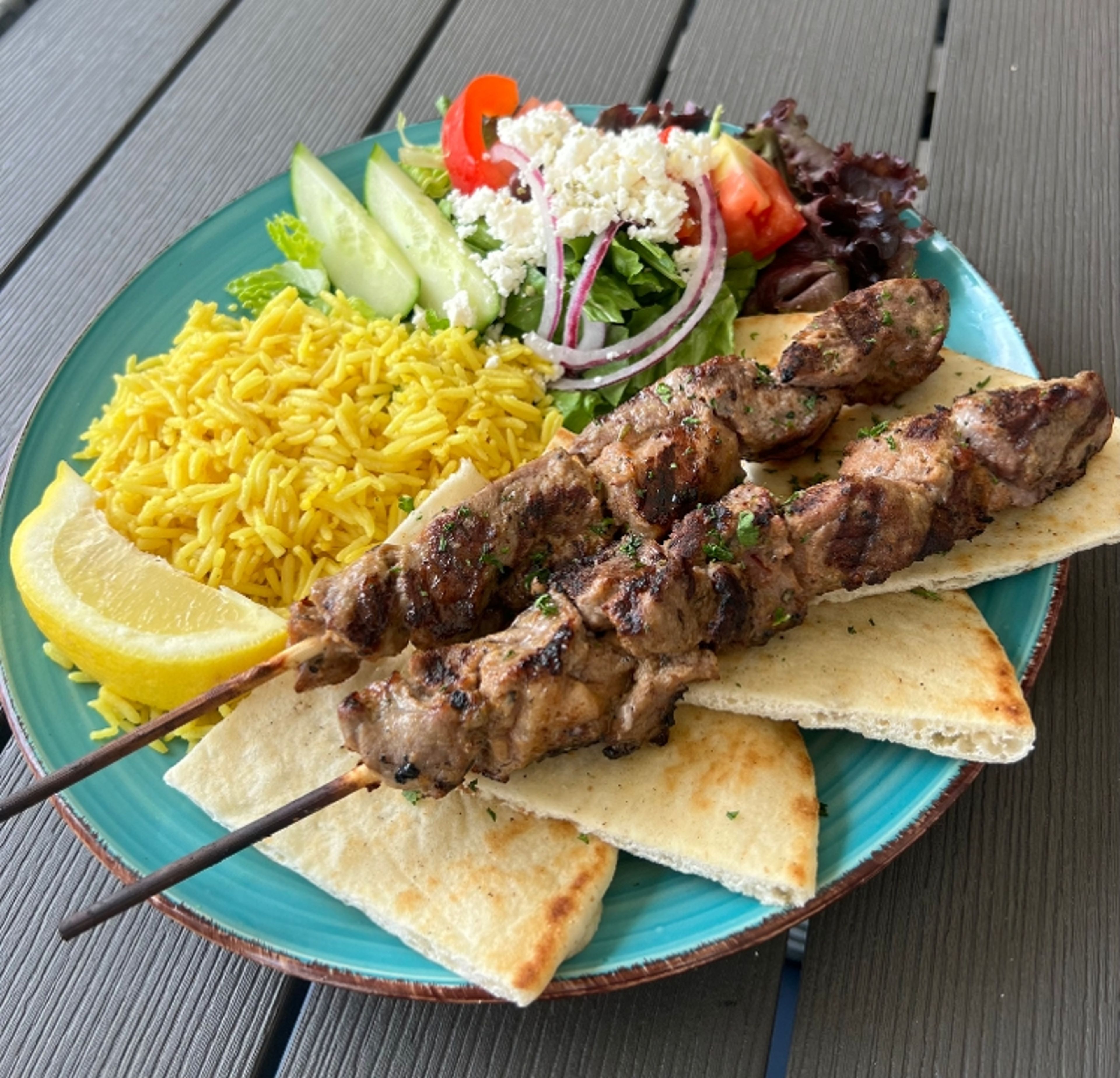 Family Lamb Souvlaki (Kabob) Party Tray.