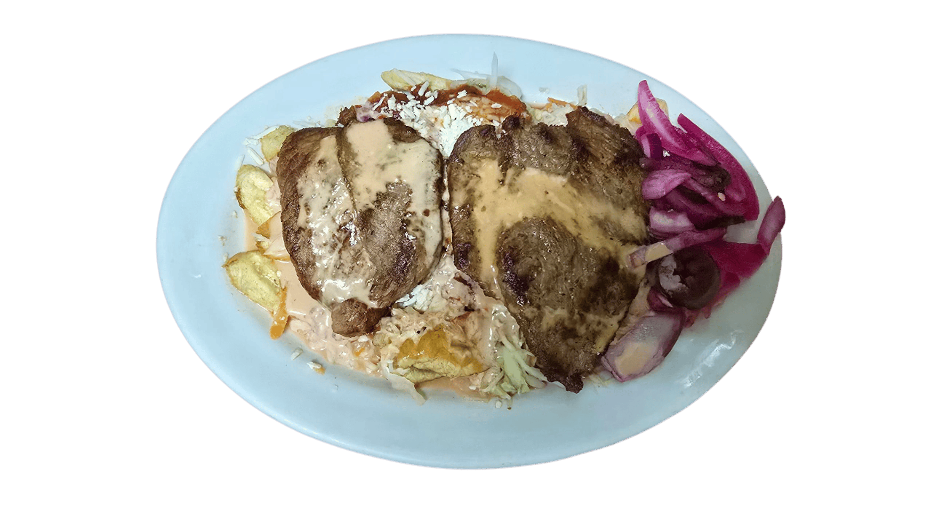 Carne Asada Con Tajadas.