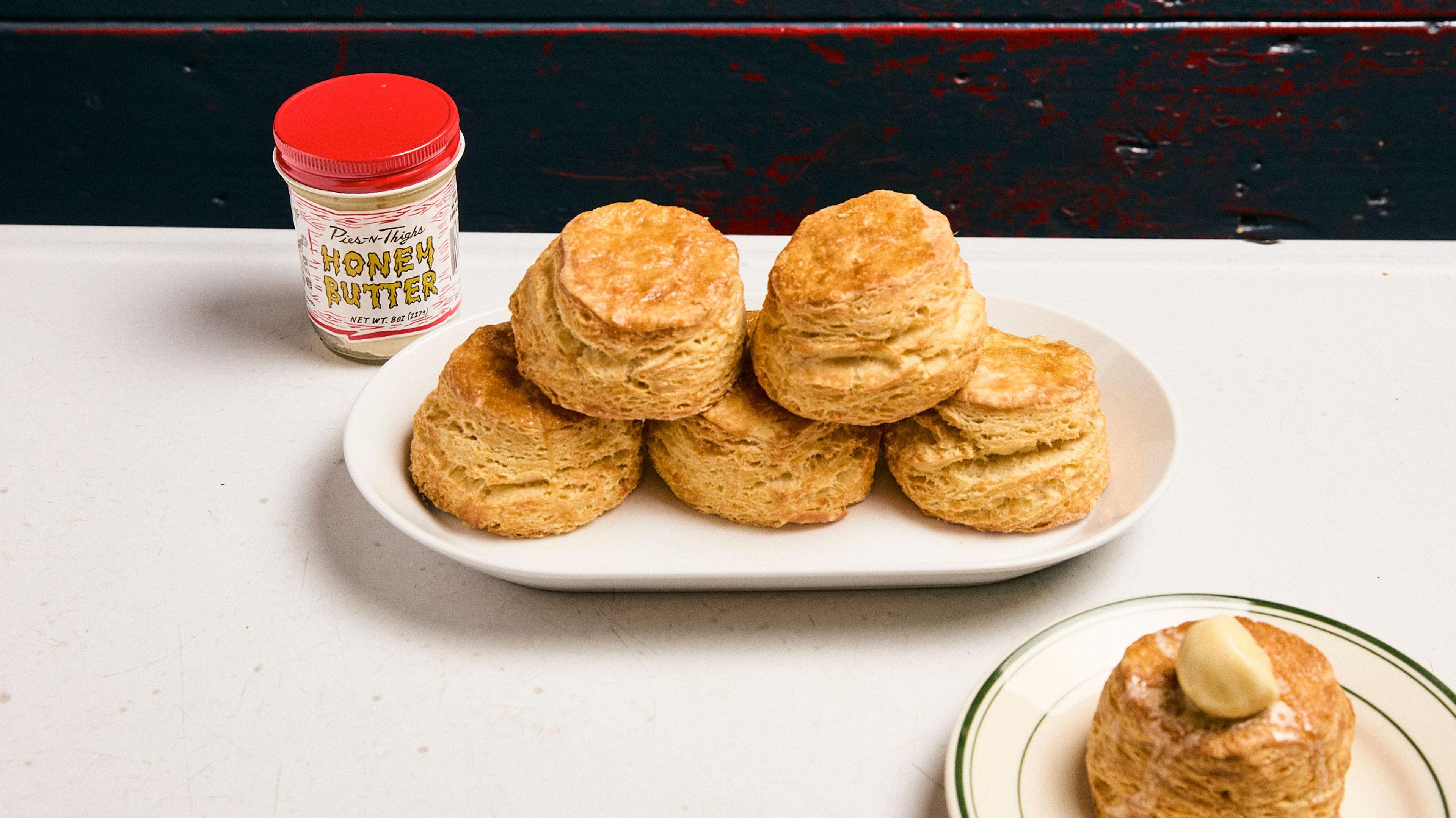 6 Biscuits with Honey Butter Jar.