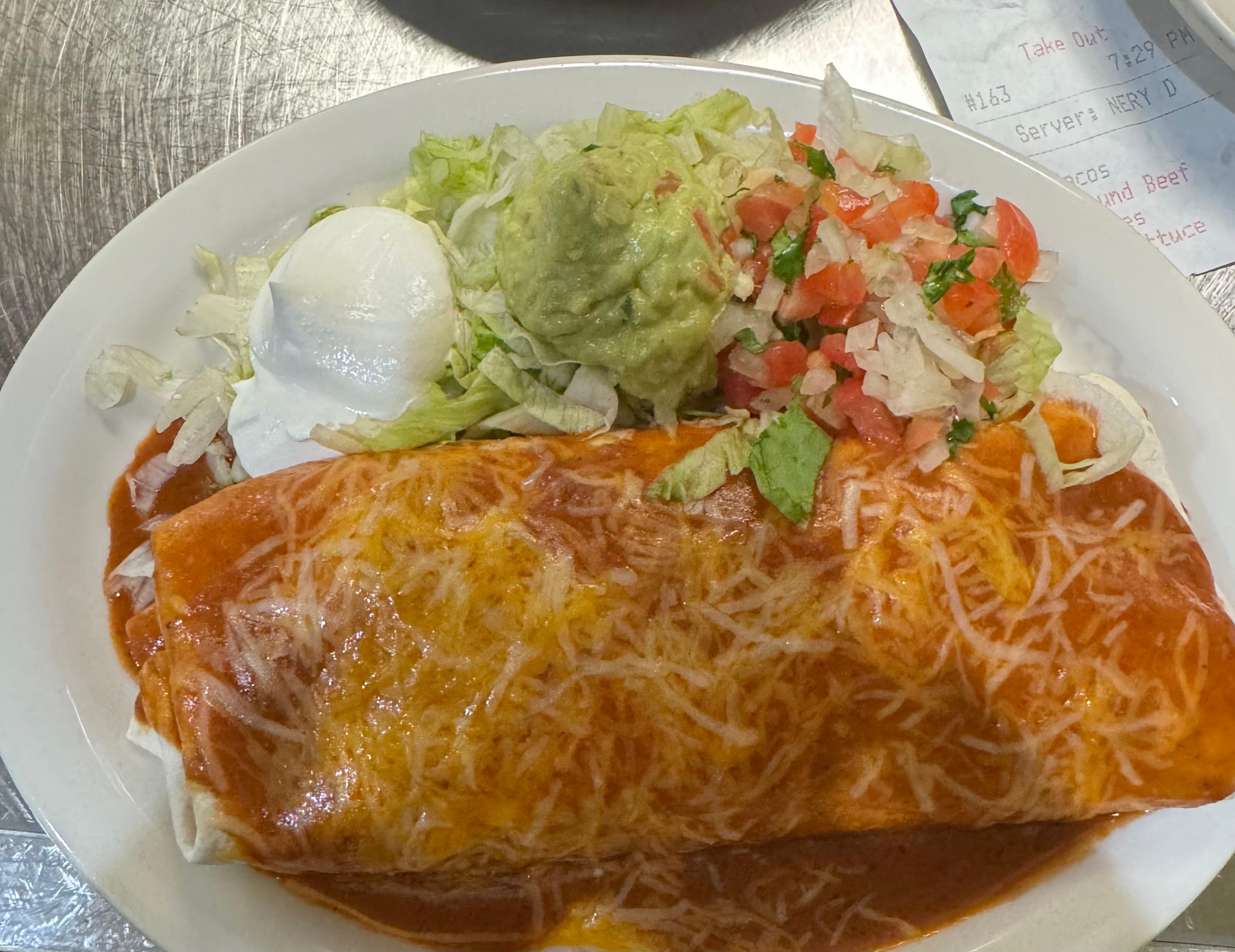 Grande Burrito Rojo O Verde.