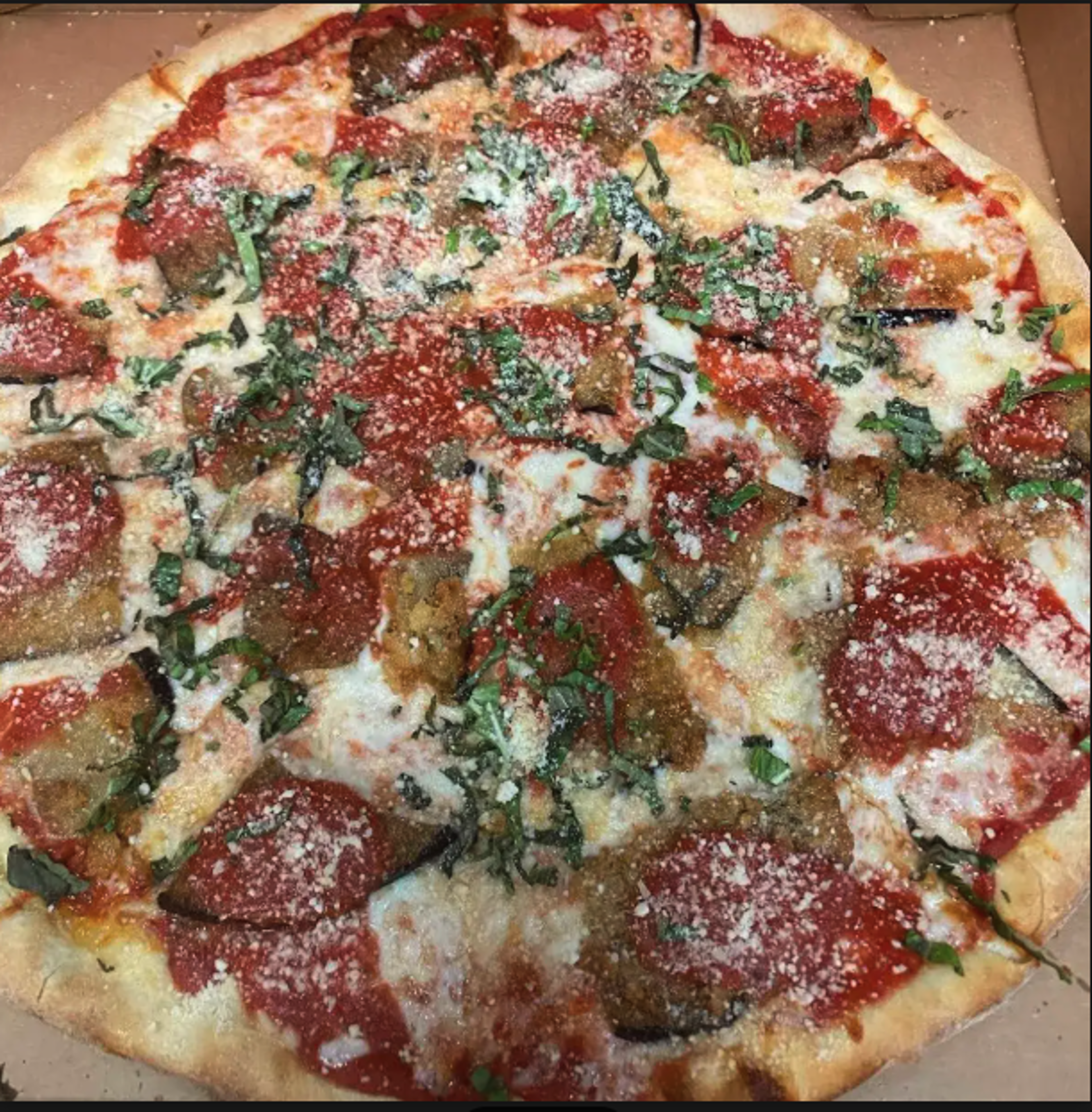 Sm Eggplant Parmesan Pizza.