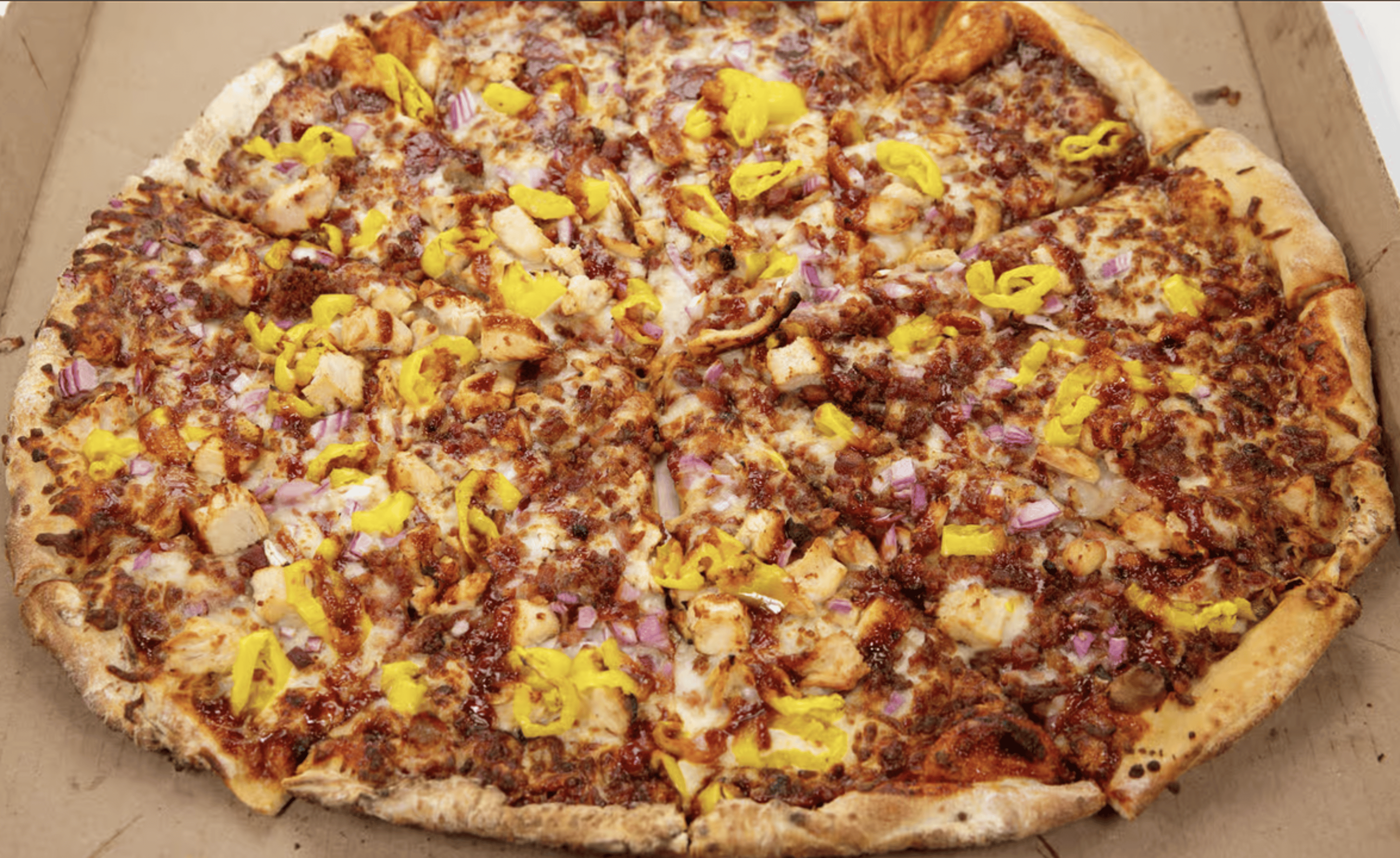 X large Chicken BBQ Pizza.