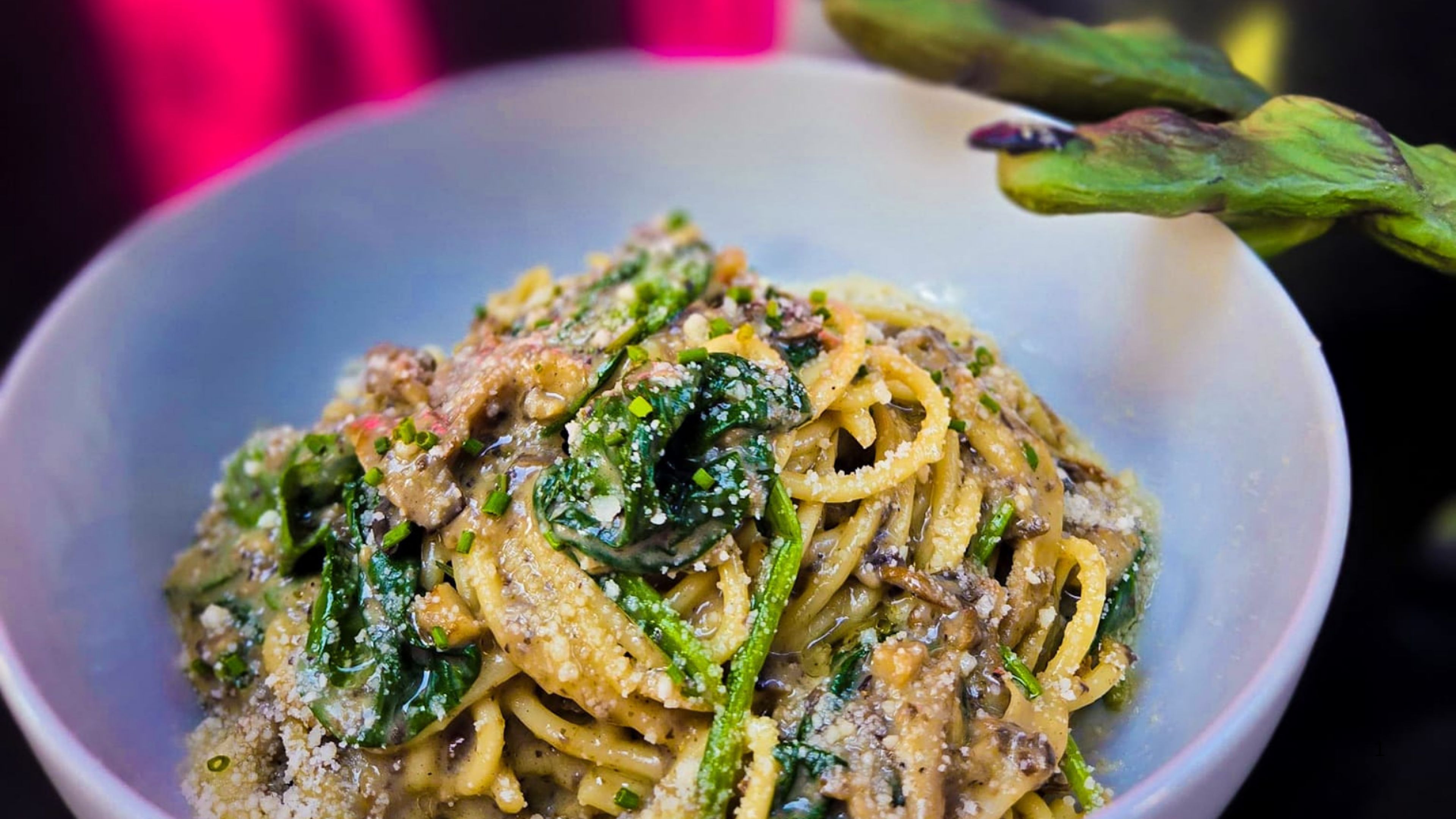 Creamy Mushroom Spaghetti.