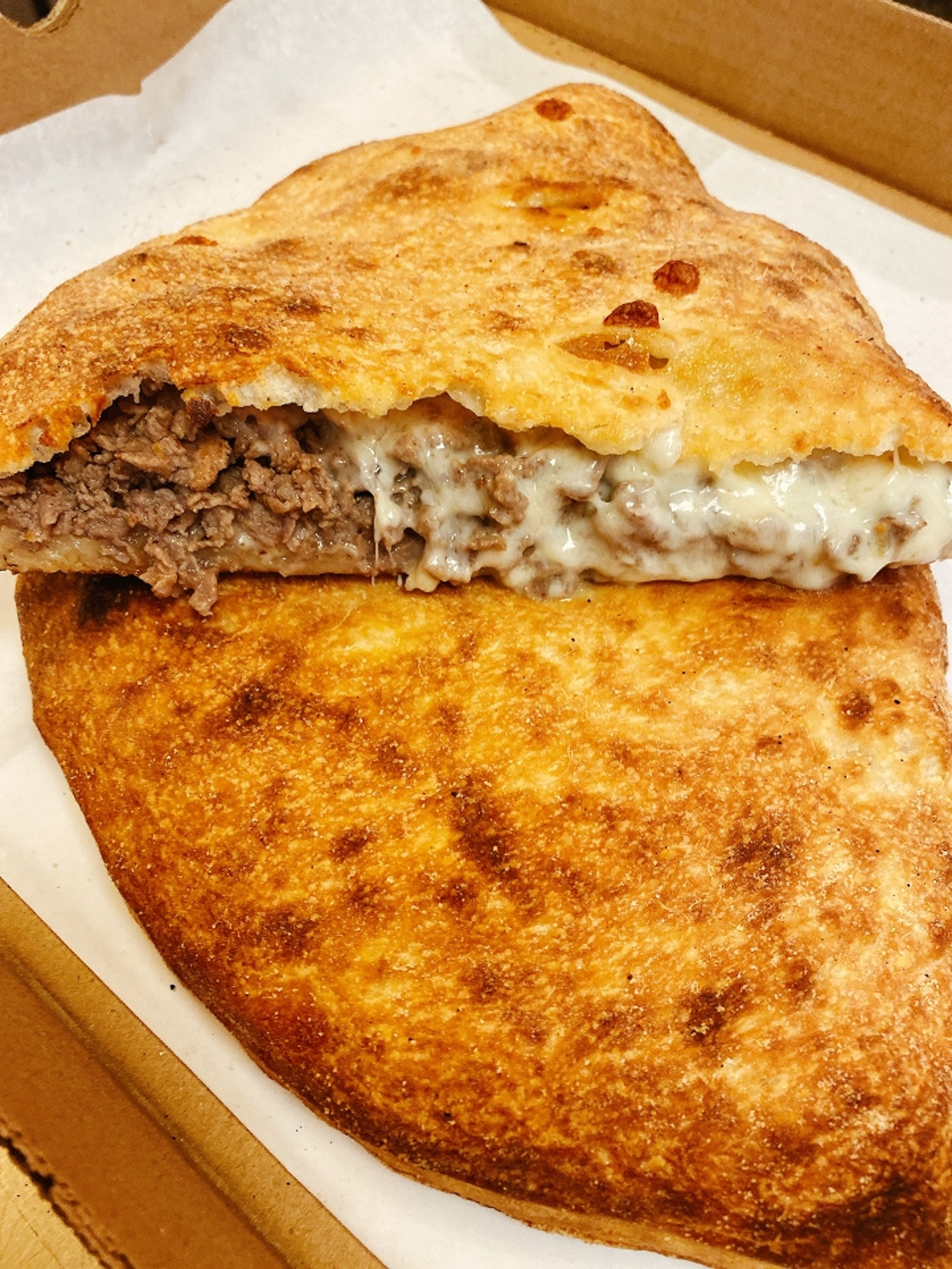 Cheese Steak Calzone.