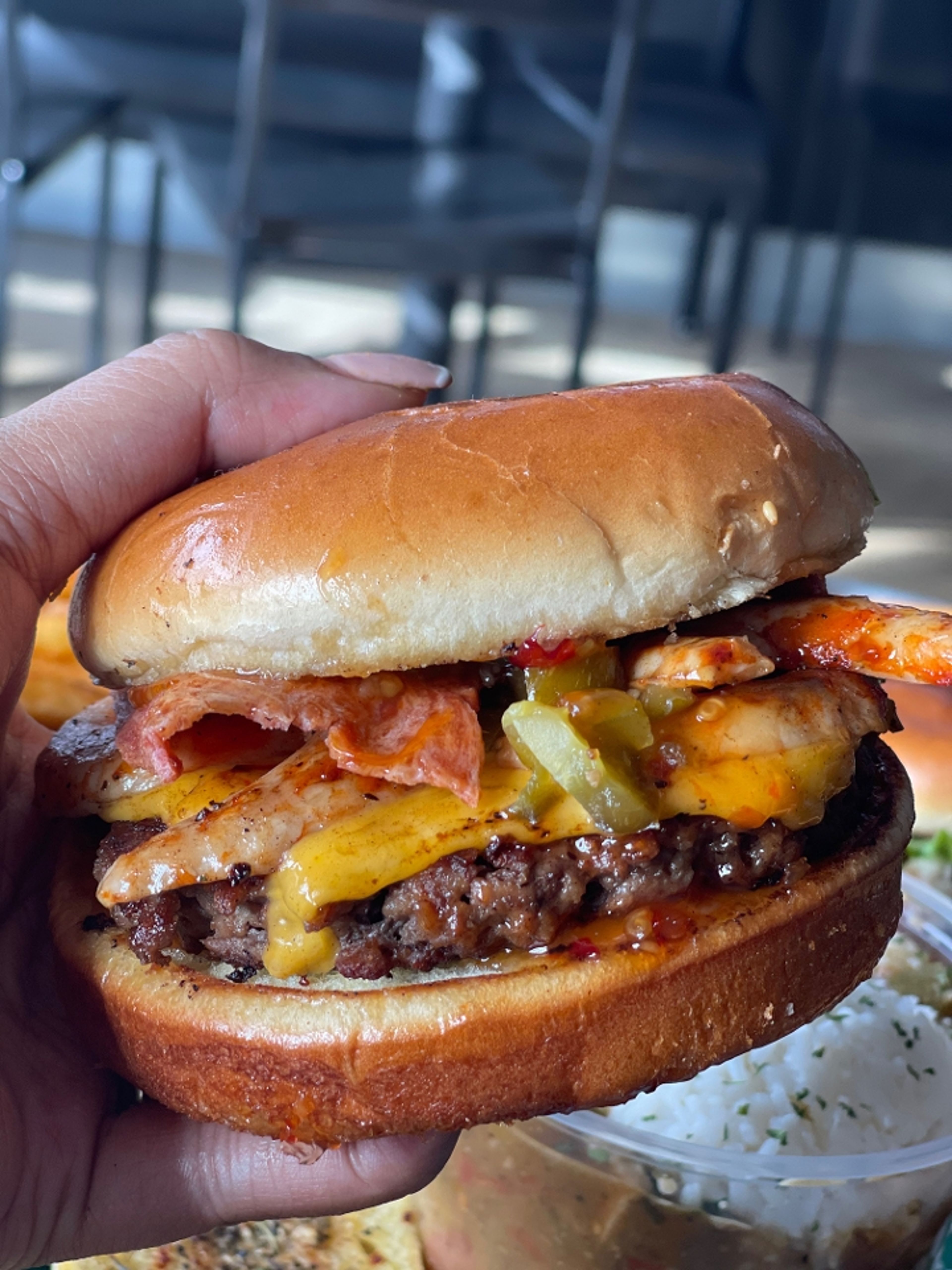 SURF AND TURF BURGER.