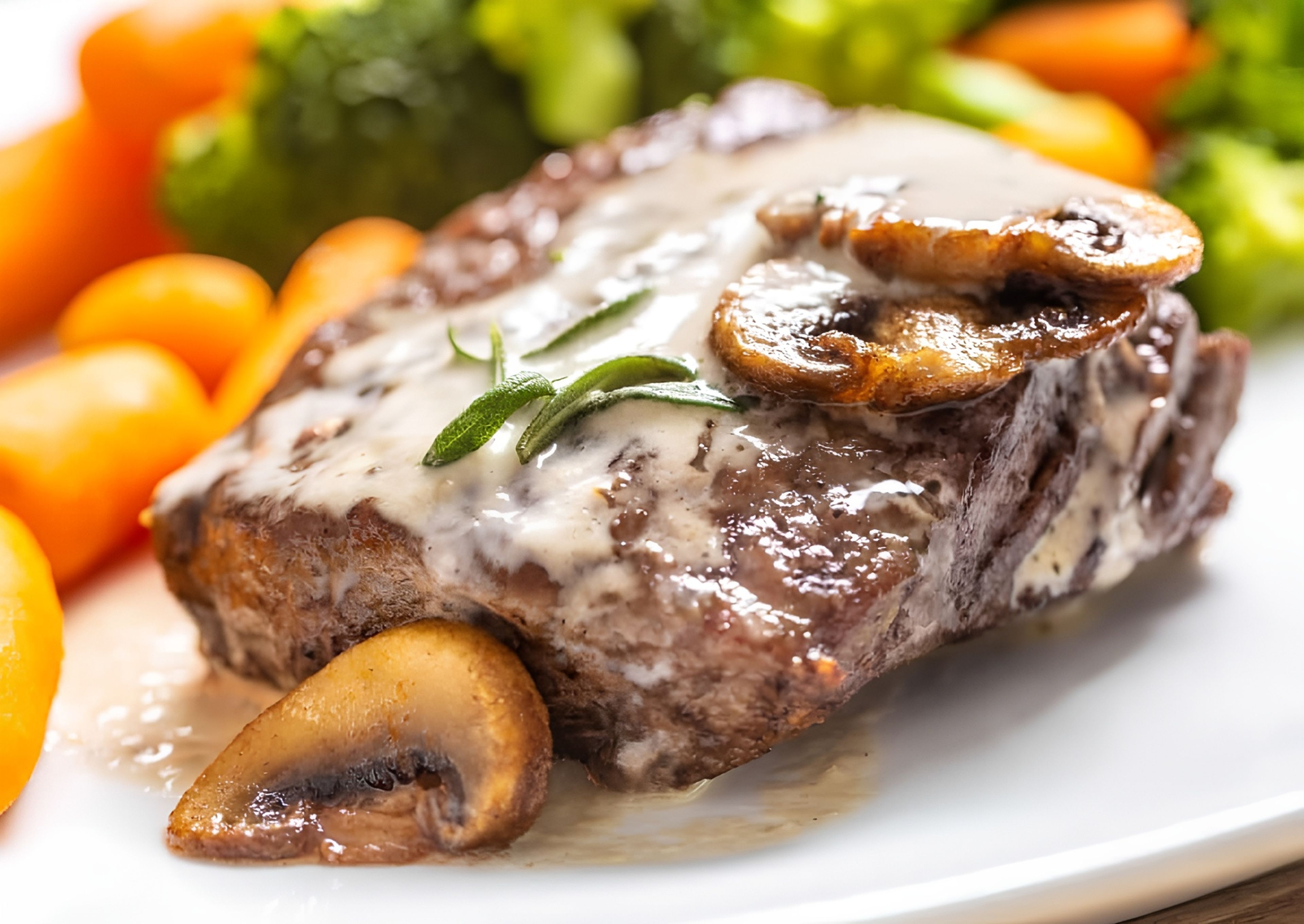 Sirloin Steak in Mushroom Sauce.