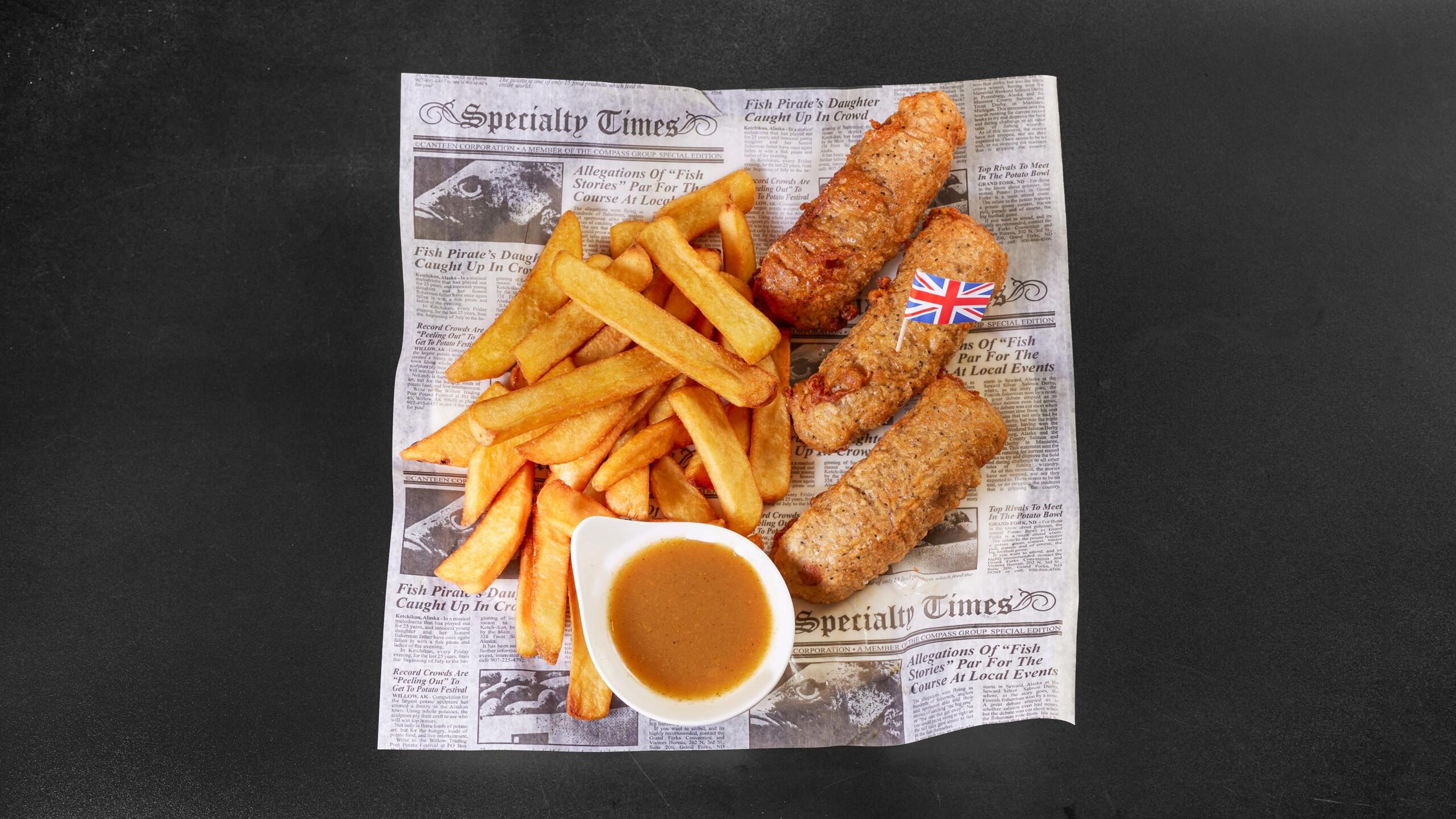 Battered Sausage & Chips (2 pieces).