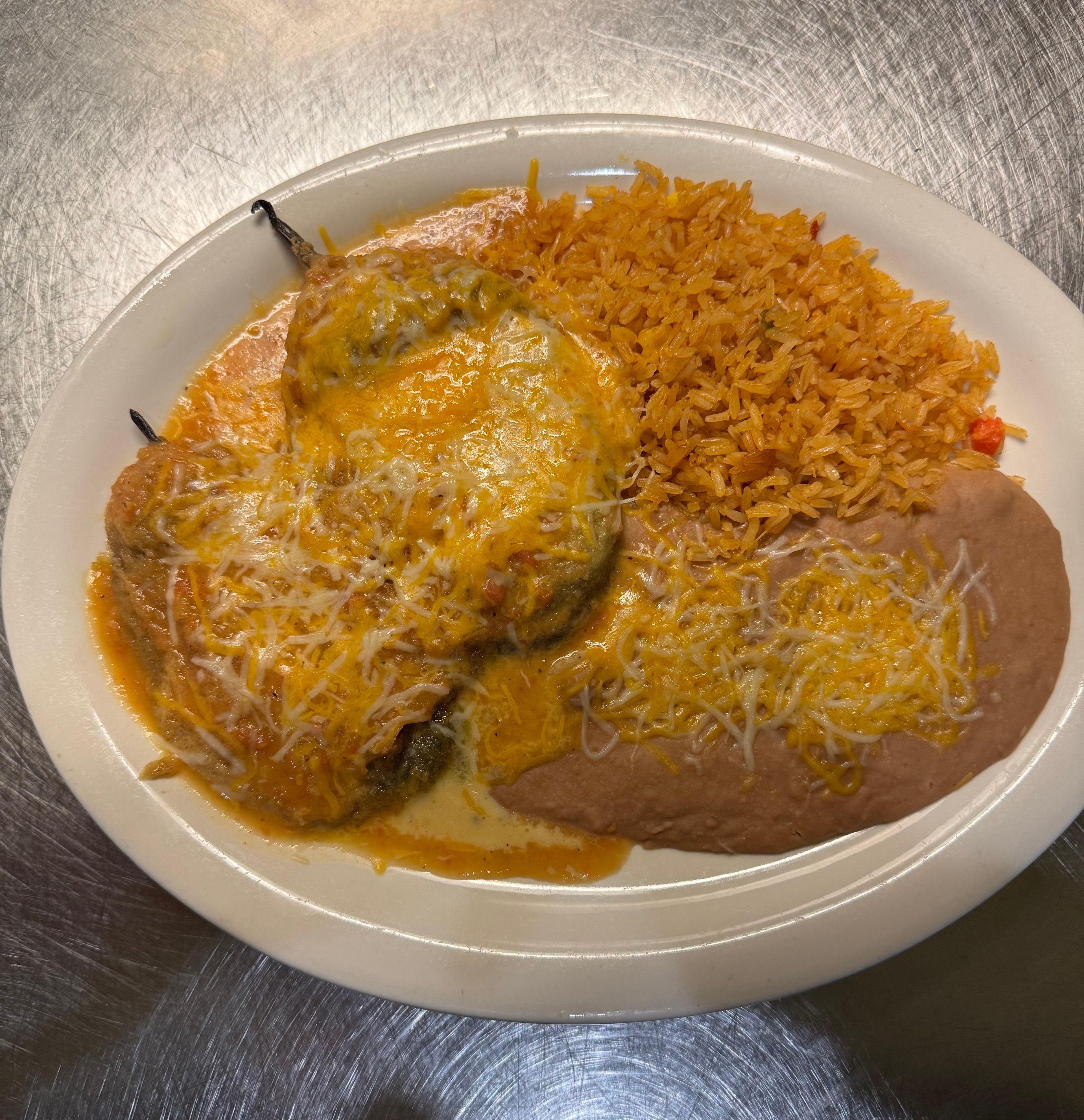 Chiles Rellenos Platter.