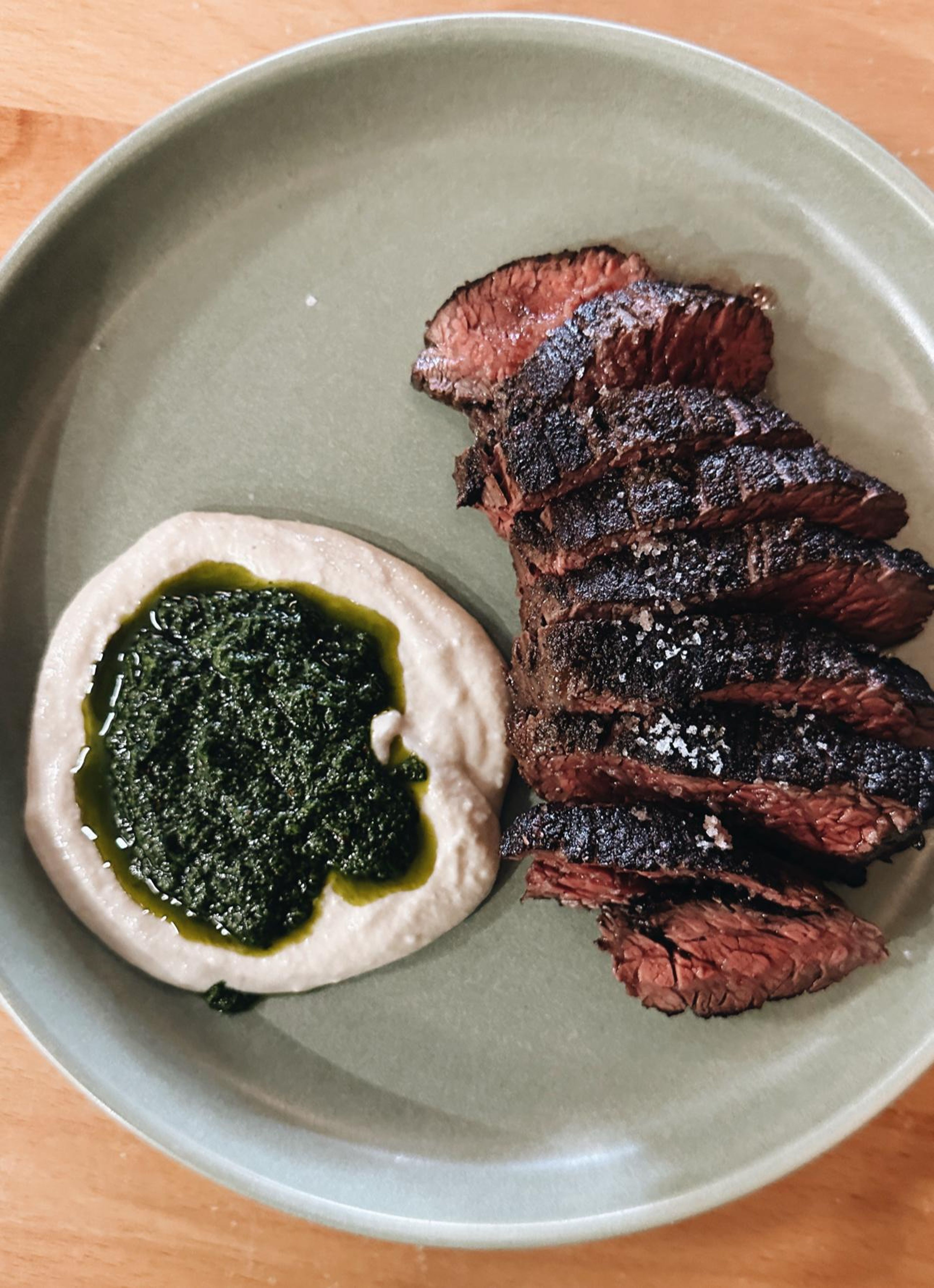 SIDE | Grass-Fed Hanger Steak with Chimichurri.