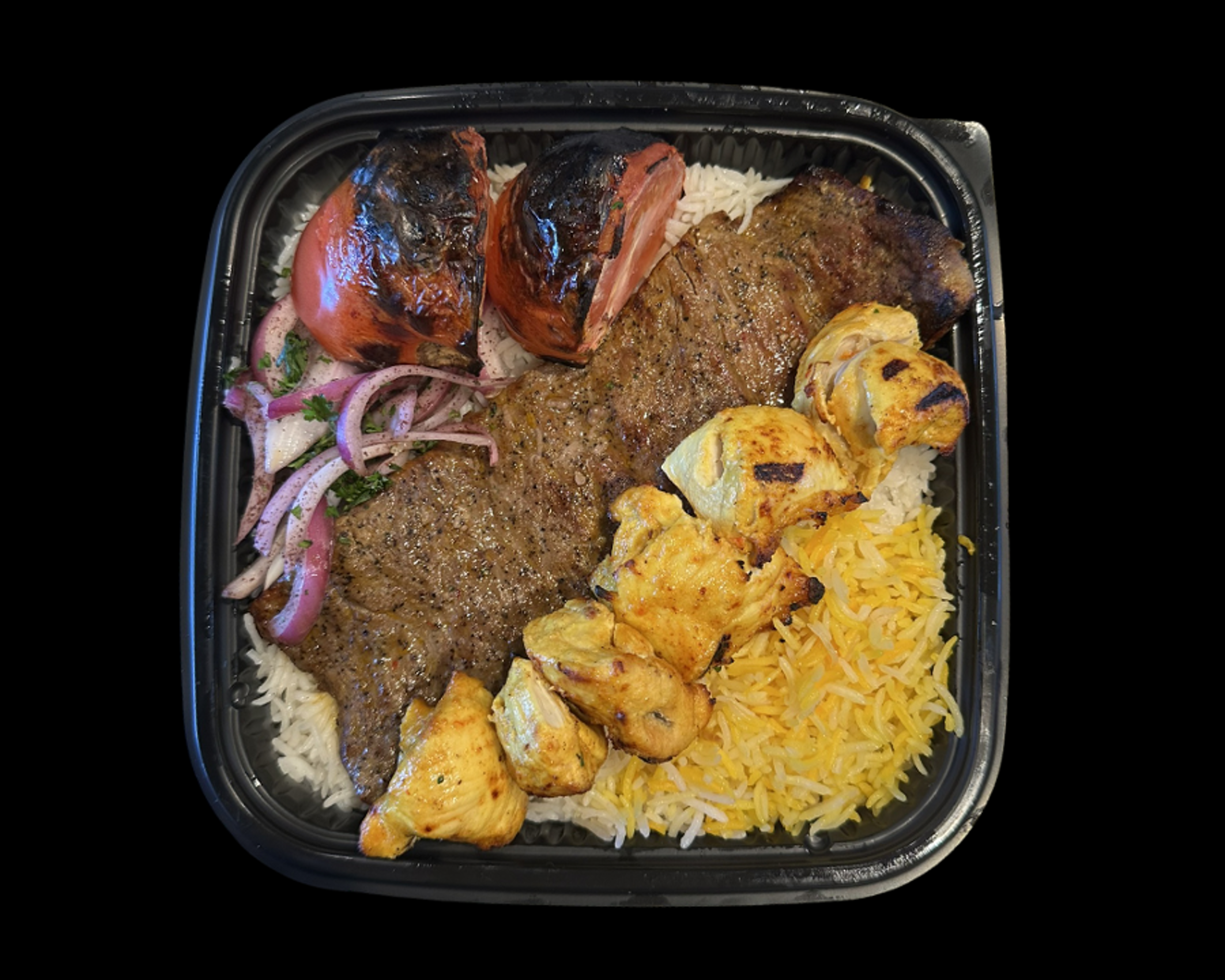 Combo #2 Chicken Soltani (Barg Filet Mignon & Chicken Kabob).