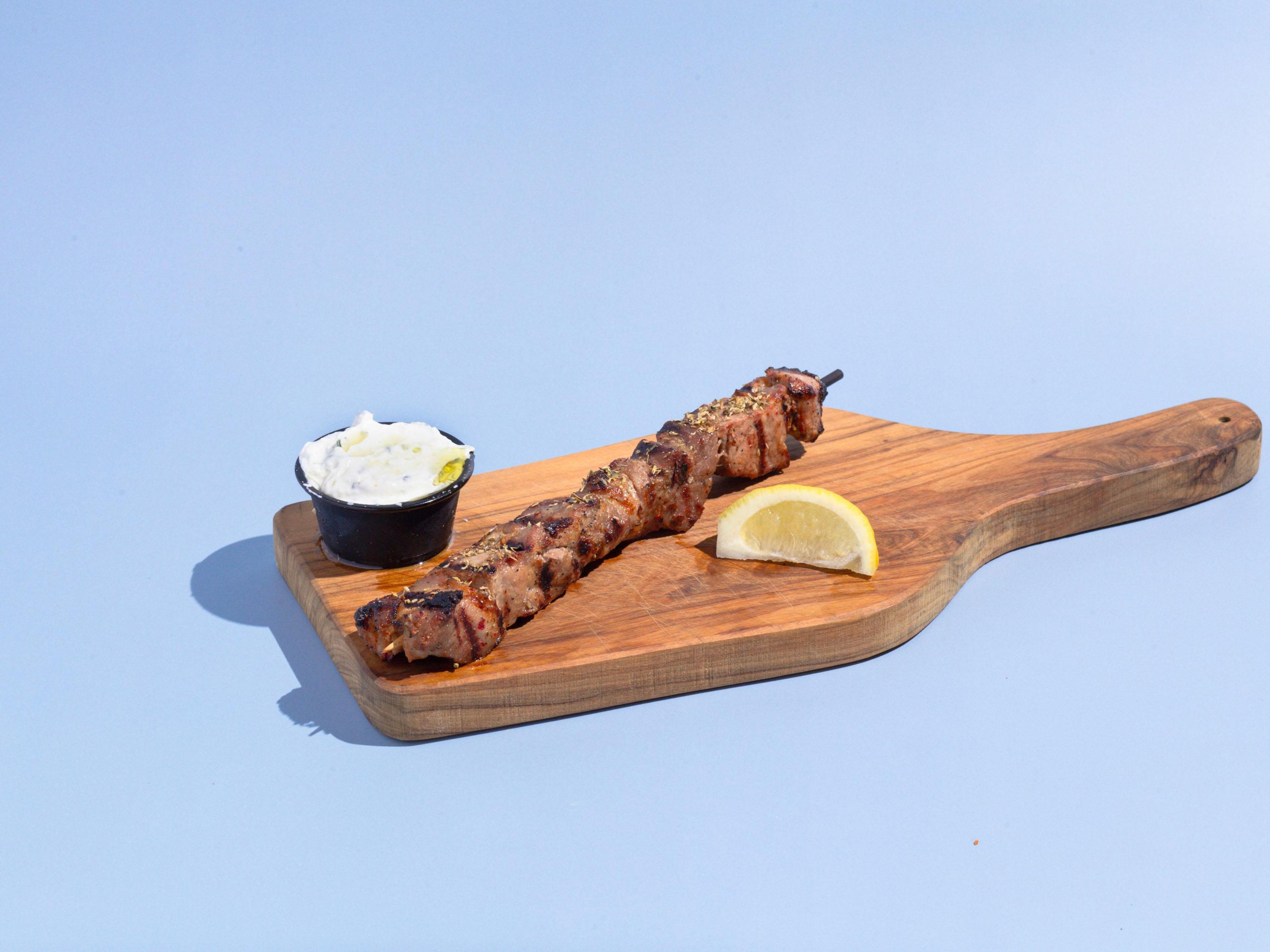 Grilled Lamb Souvlaki.