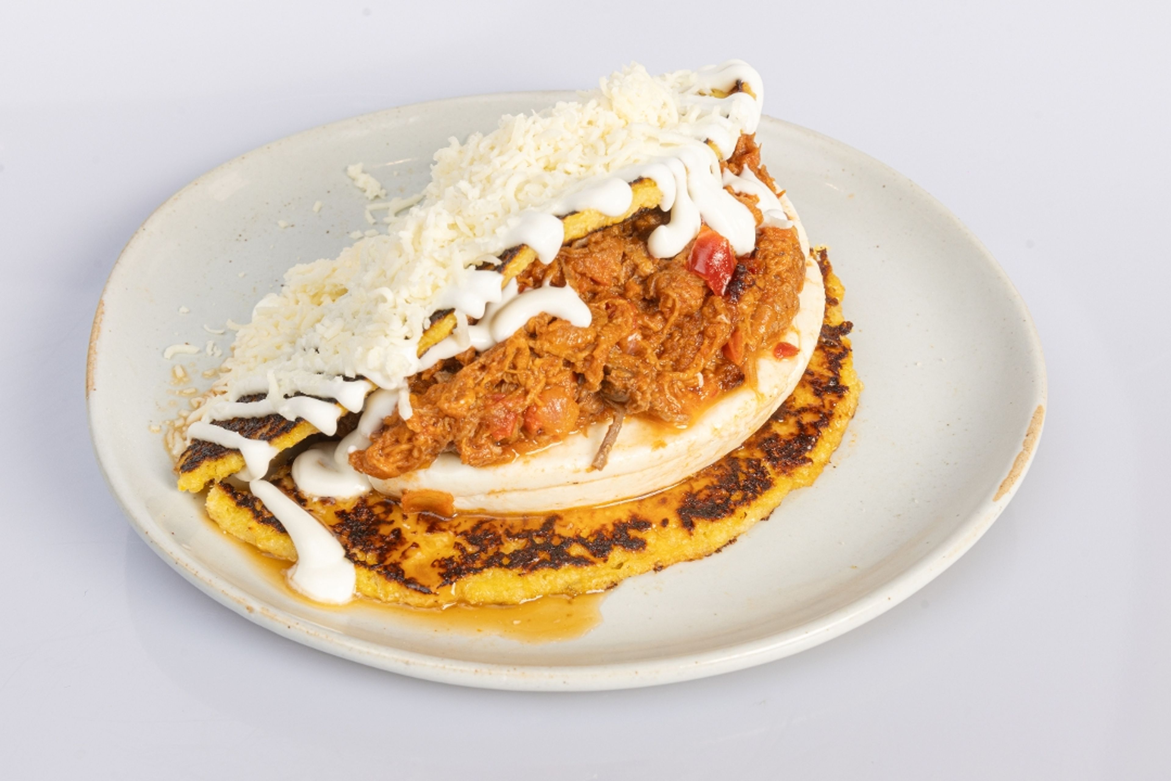 Cachapa con Carne Mechada.