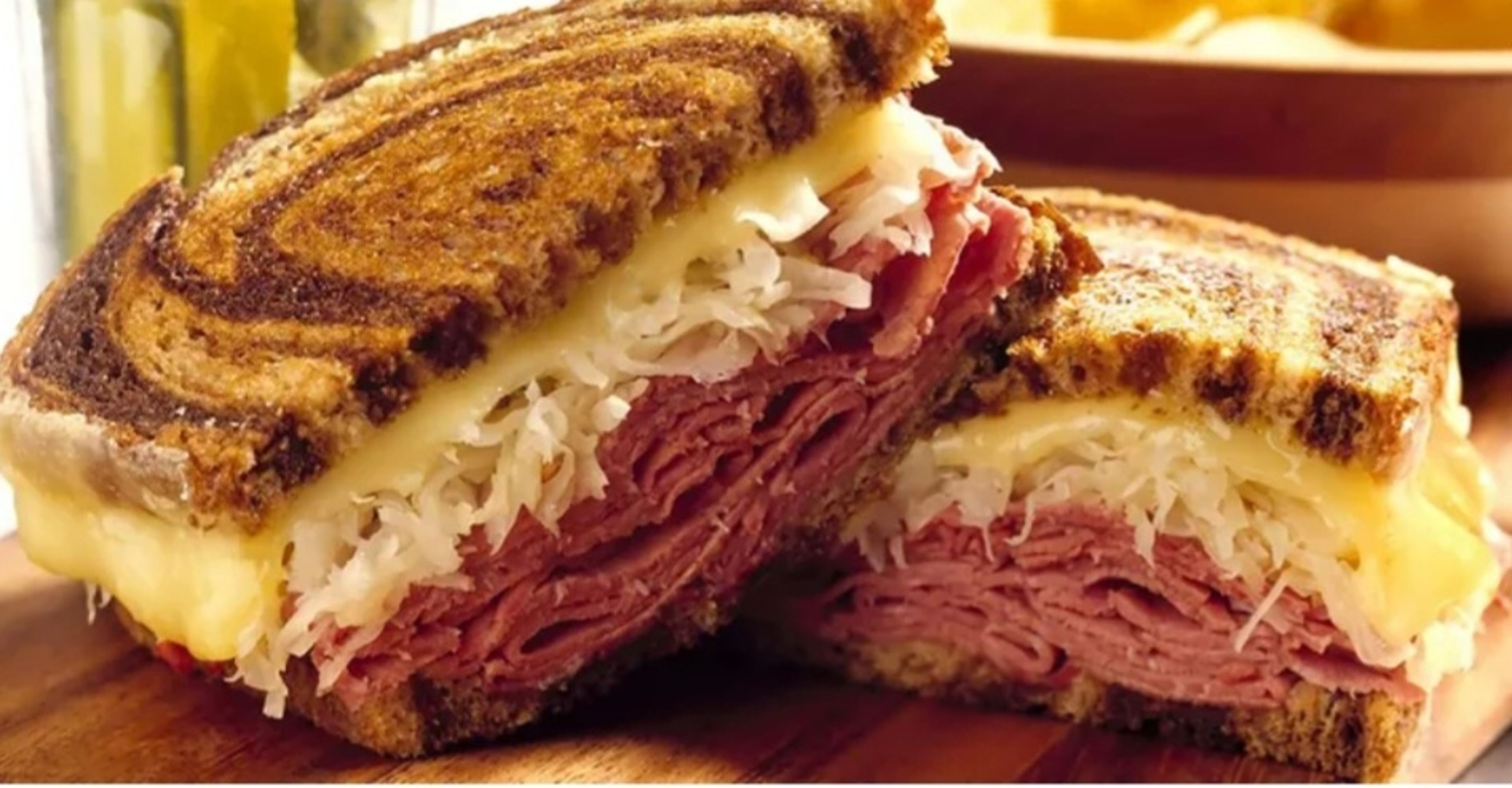 Reuben Hot Corned Beef Melted Swiss.