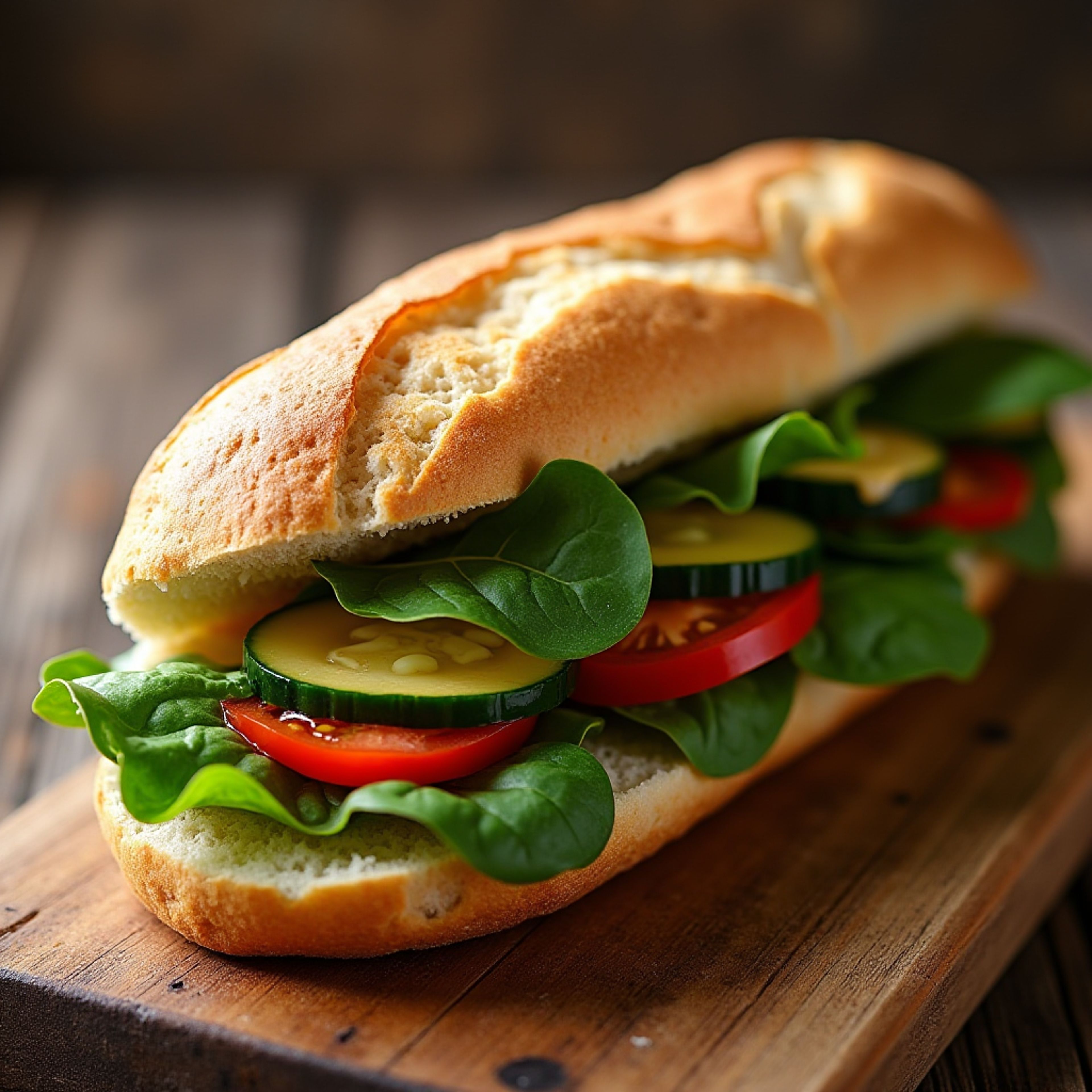 Vegetarian Sandwich on French baguette.