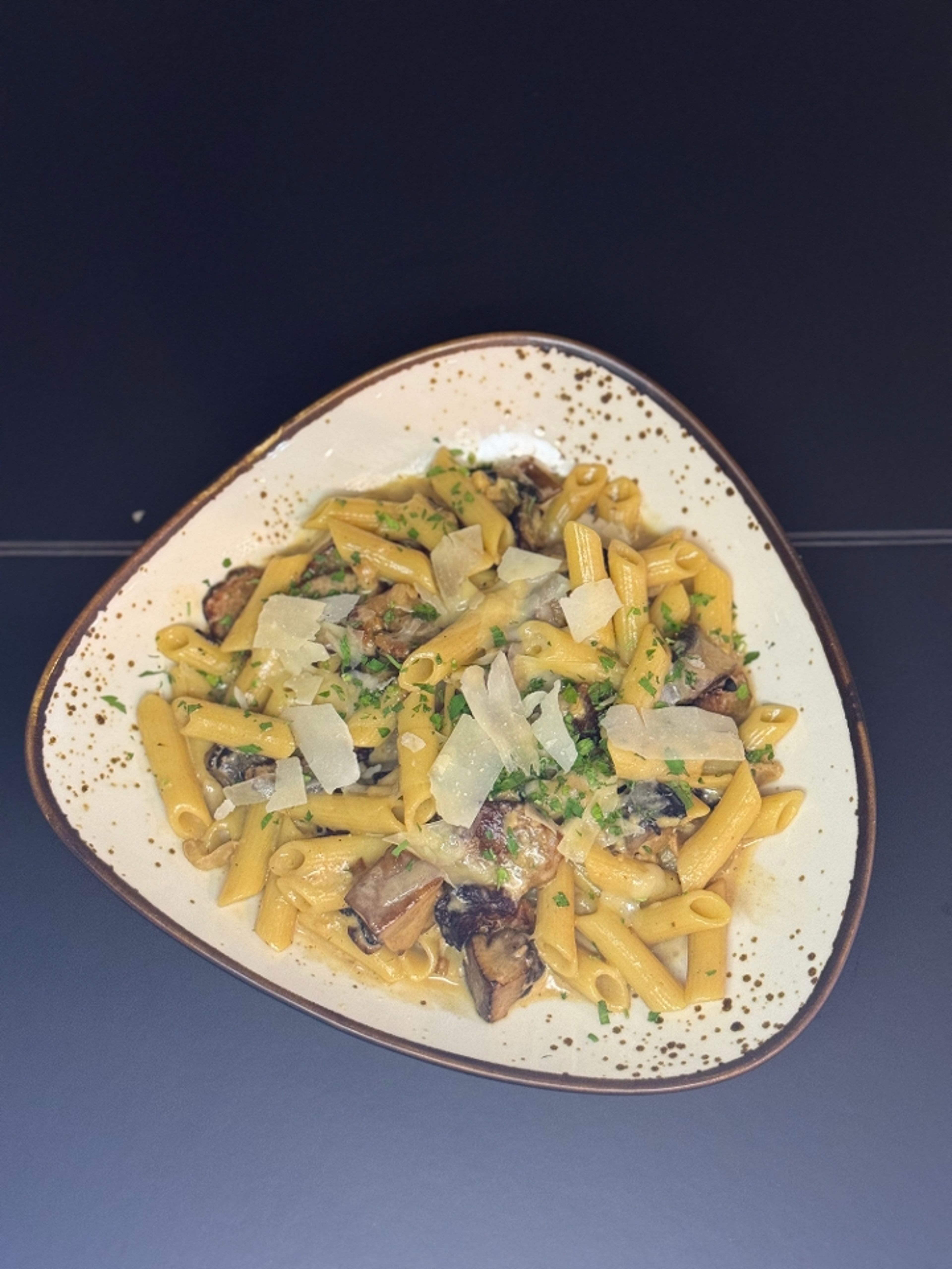 Penne Portobello & Sausage.