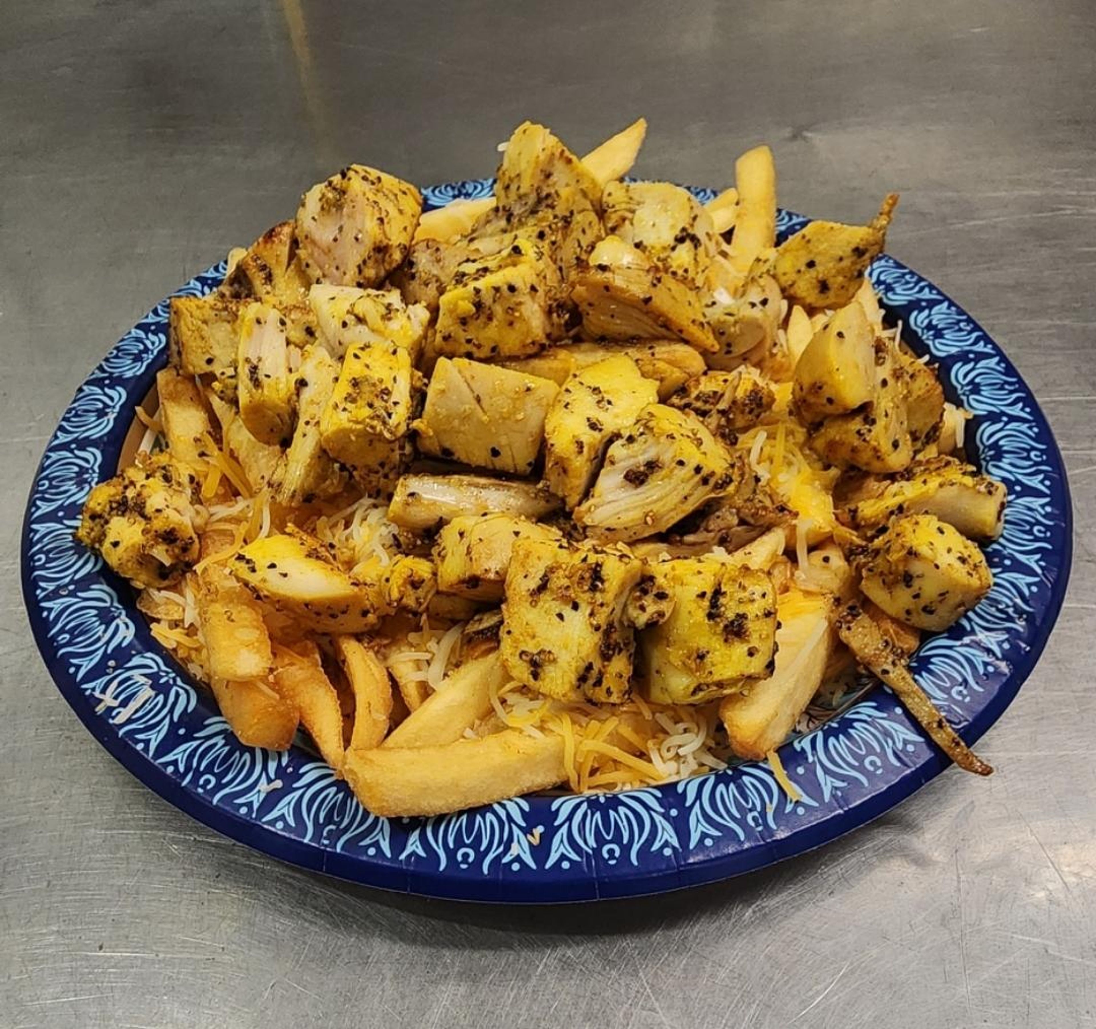 Chicken lemon peper fries.