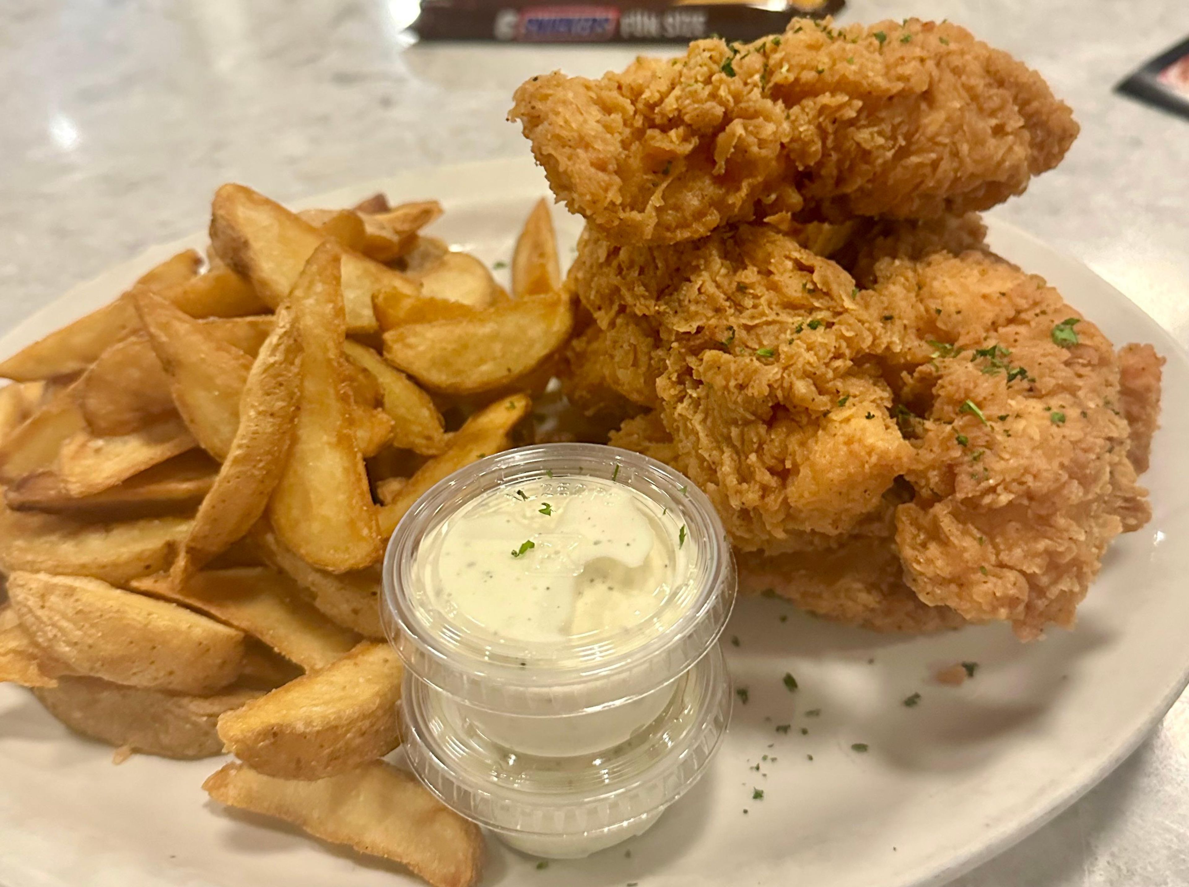 Kids Chicken Tenders w/ Fries.