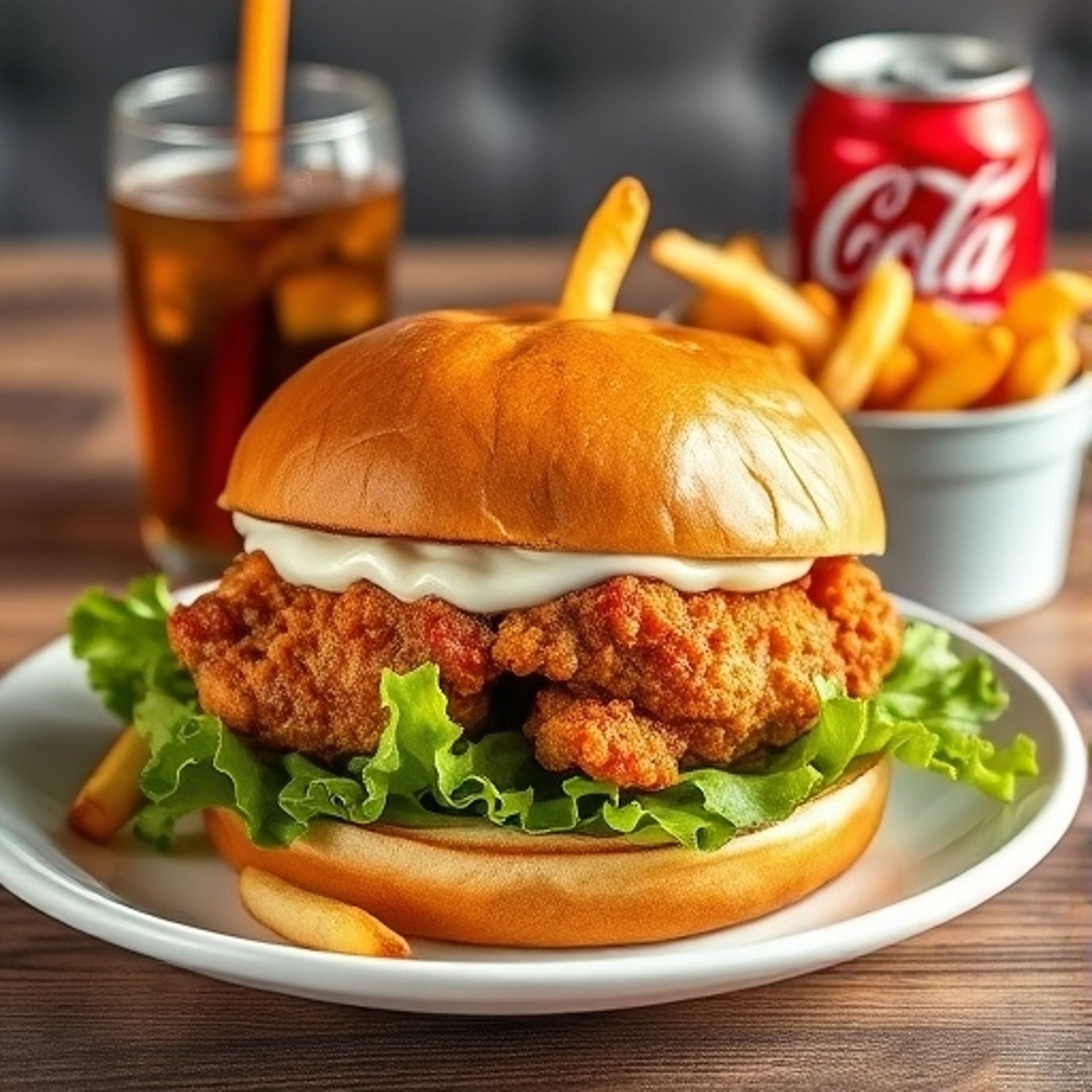 Crispy Chicken Sandwich  and Seasoned Fries - Combo.