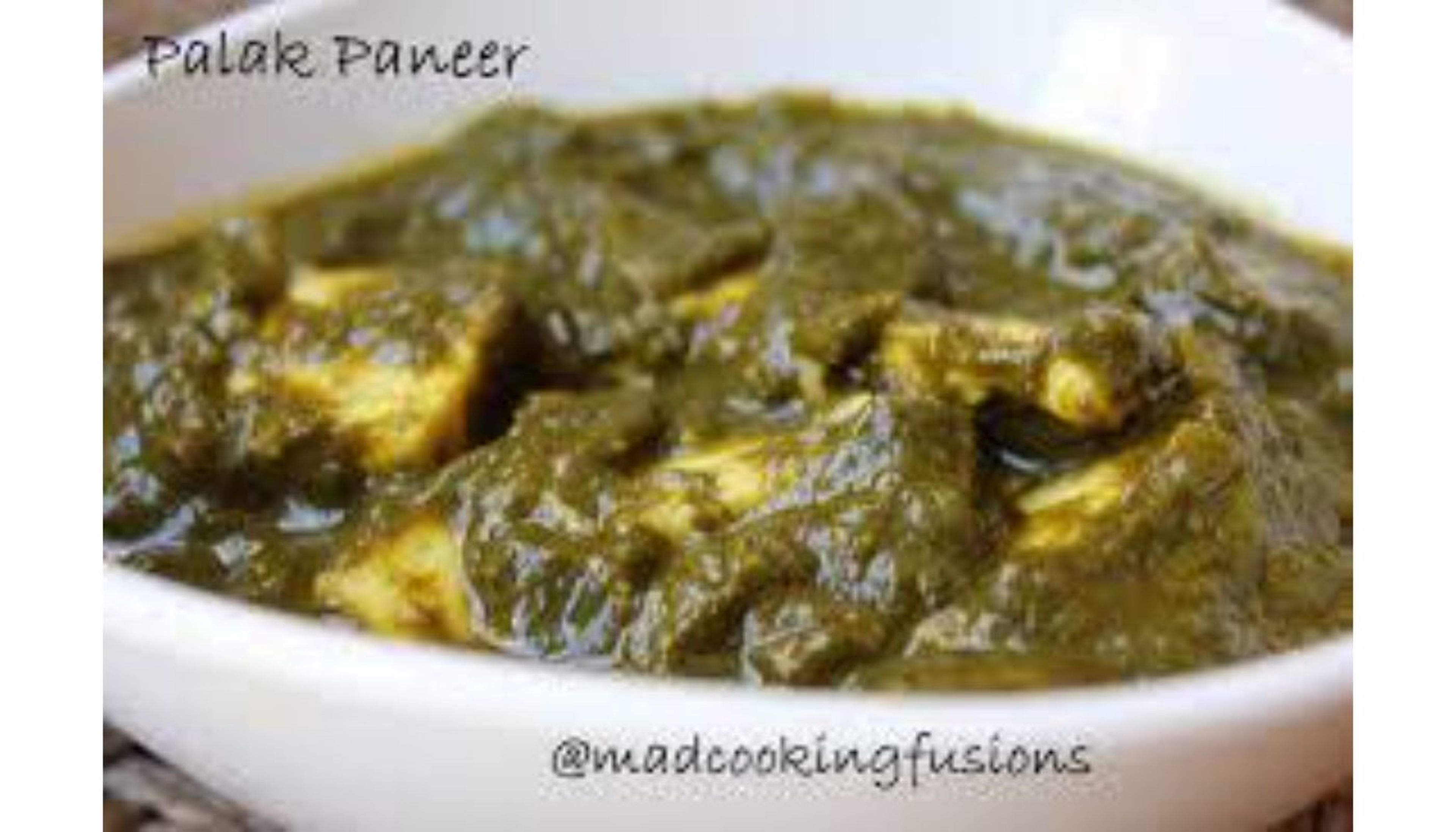 Saag Paneer - ( Non Vegan, Vegetarian, Gluten-Free).