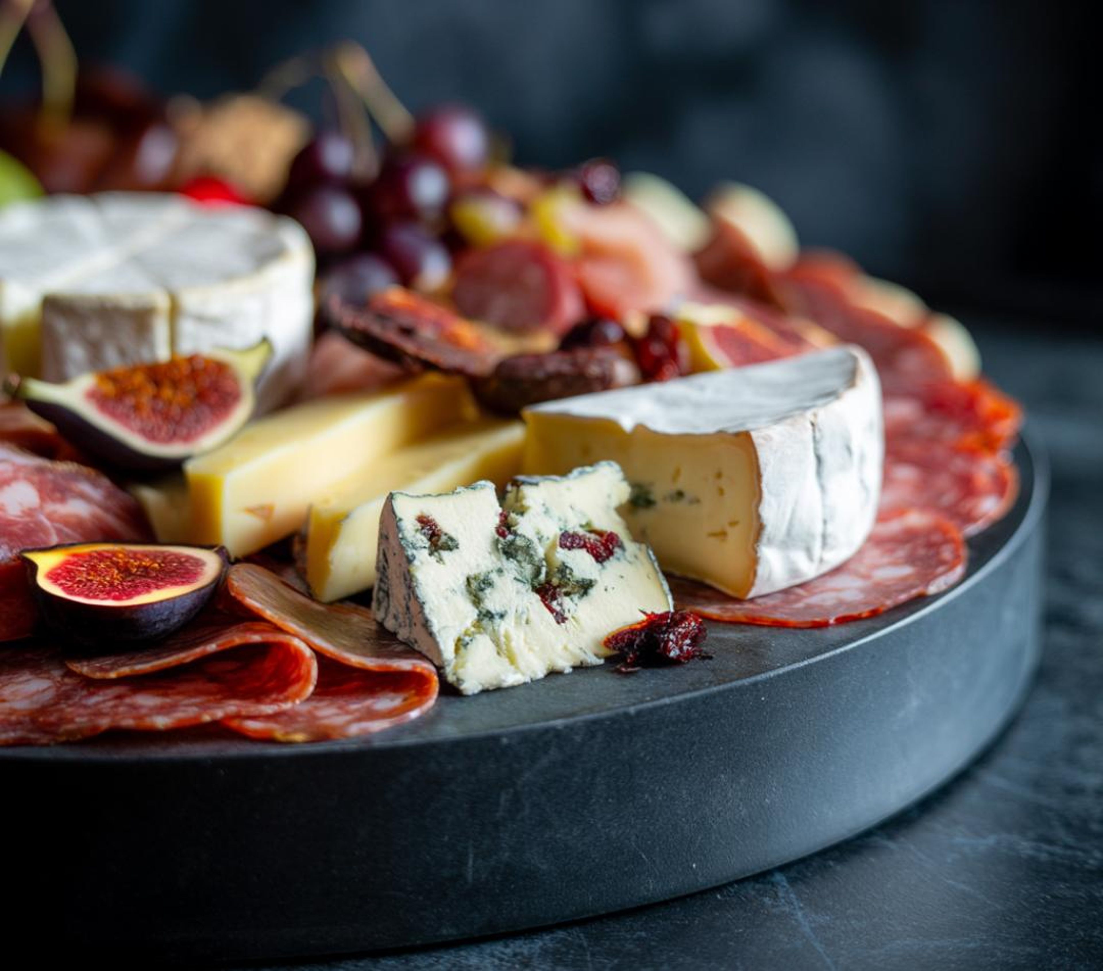 Artisan Cheese, meat and Fruit Tray.