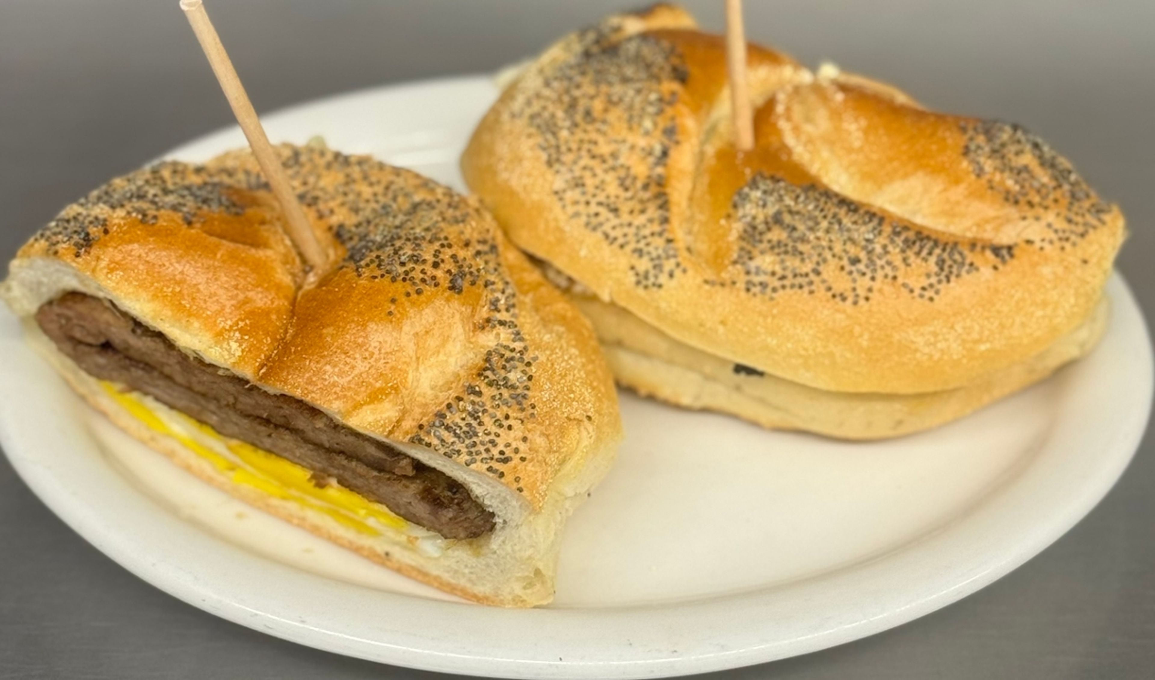 Shaved Steak & Egg Hard Roll.