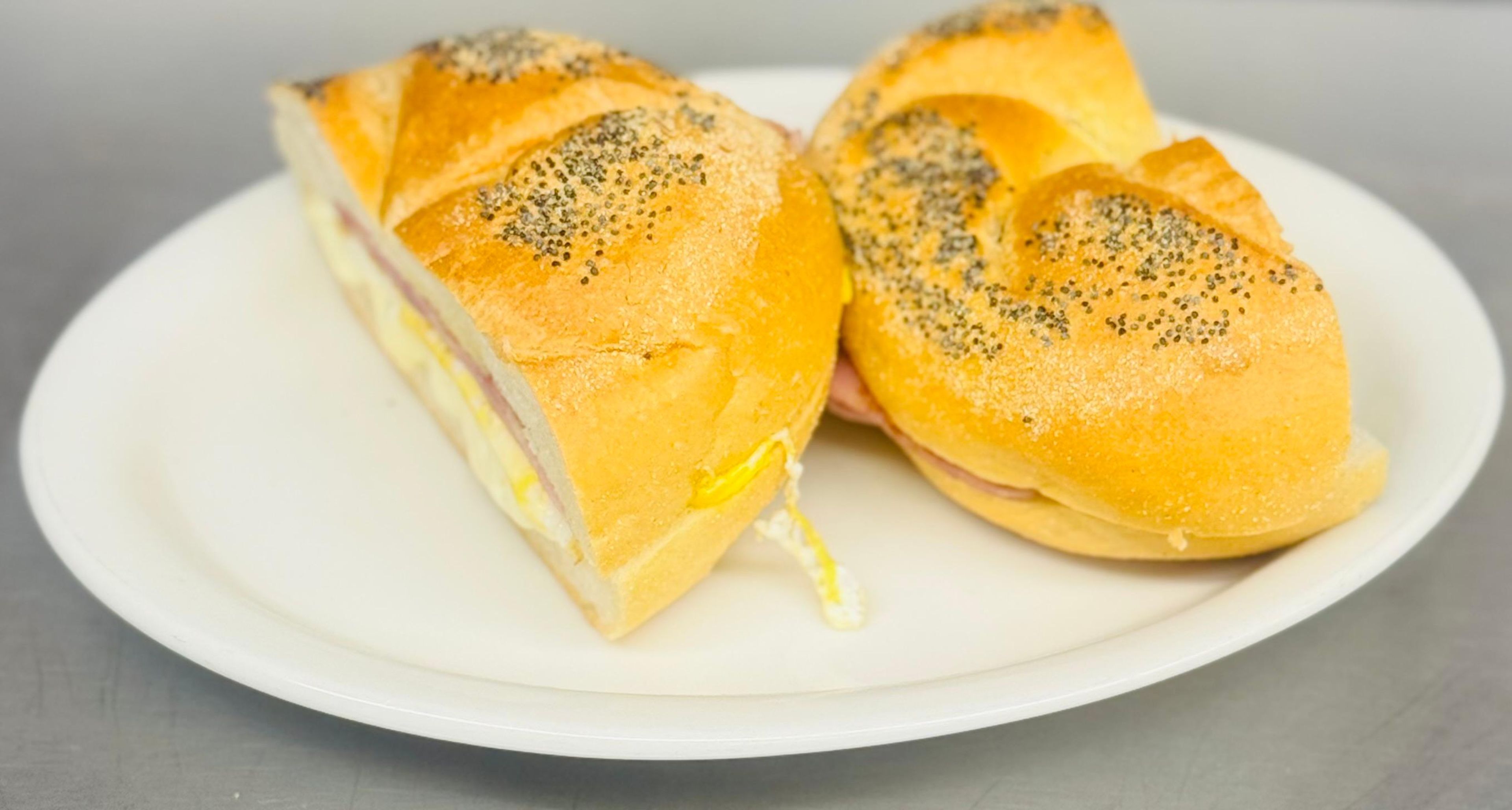 Canadian Bacon & Egg Hard Roll.