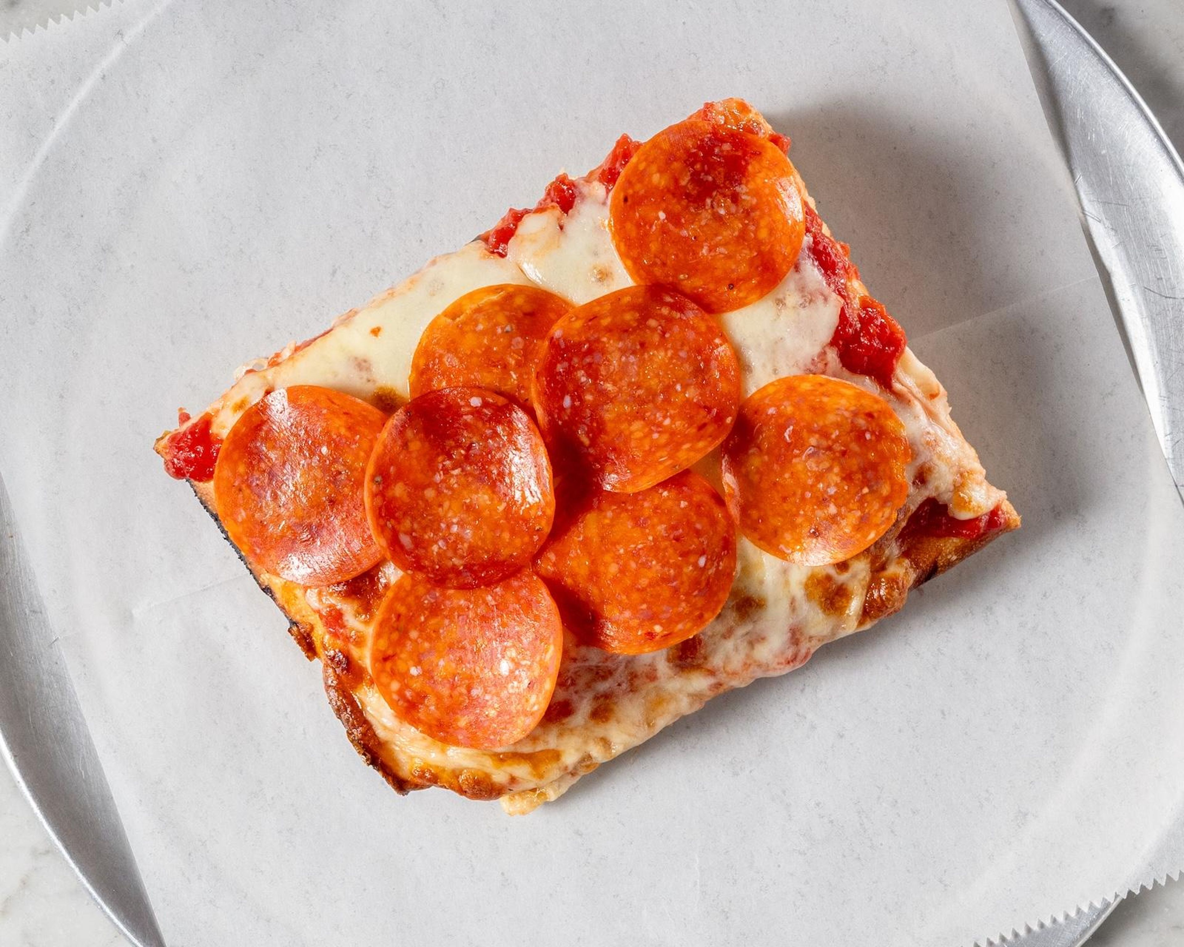 Pepperoni sicilian slice.