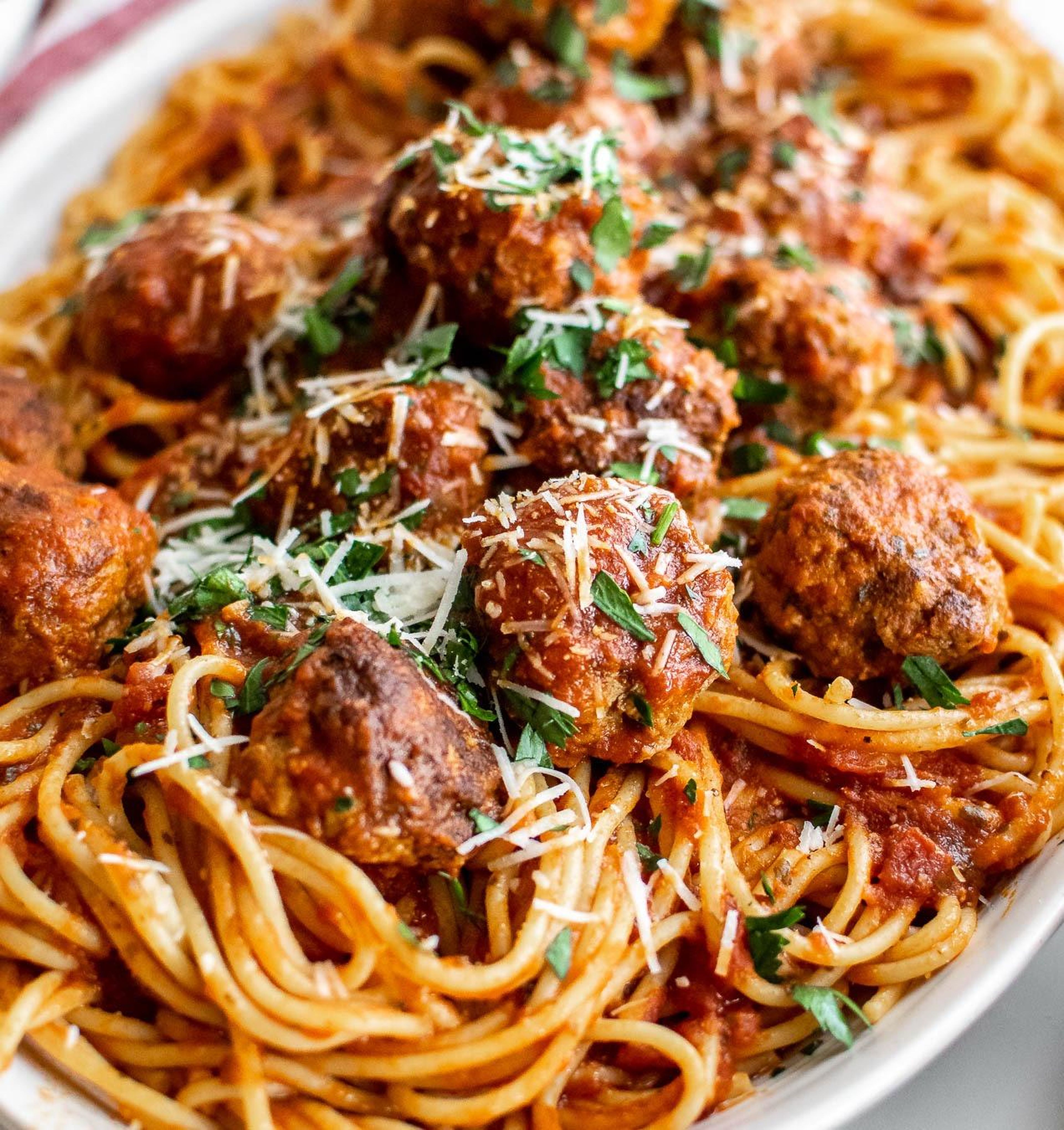Spaghetti with Meatballs or Italian Sausage.
