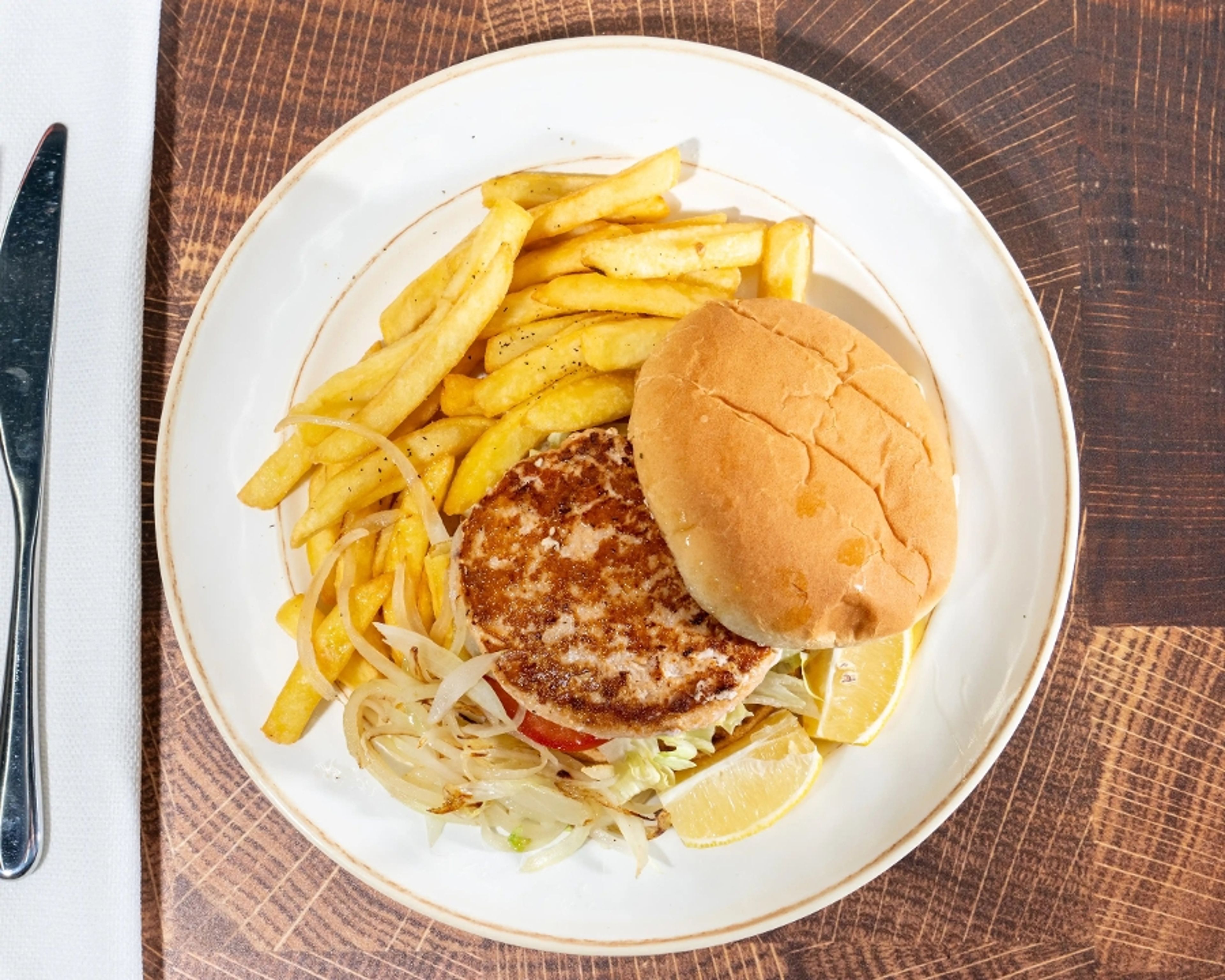 Salmon Burger Sandwich.