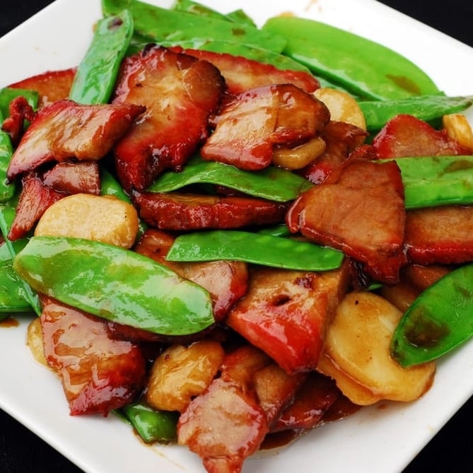 BBQ Pork with Snow Peas.