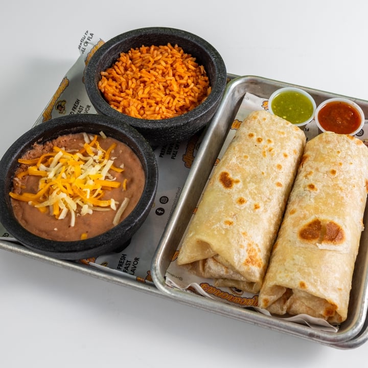 4. Two beef or chicken burritos
