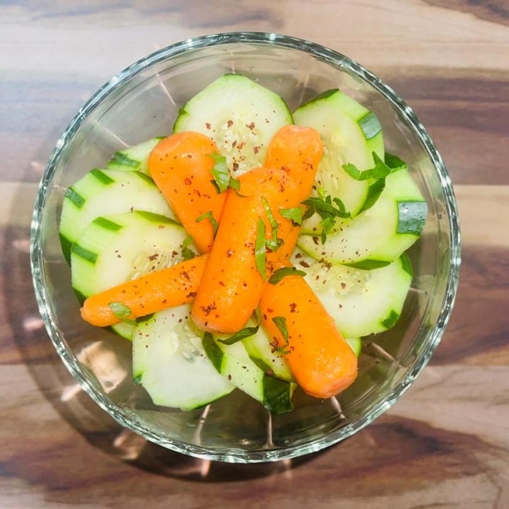 Sliced Cucumbers & Baby Carrots.