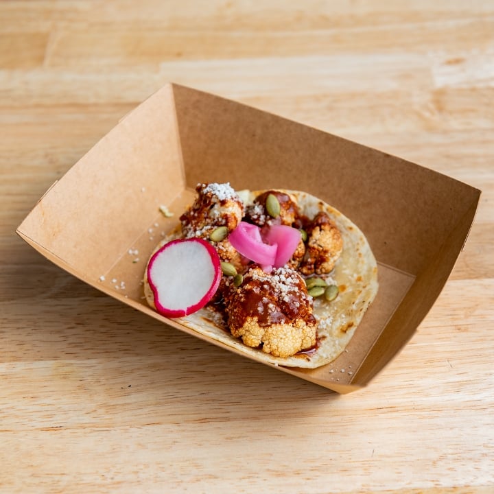 Cauliflower Con Mole Signature Taco.